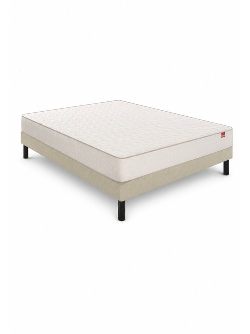 Ensemble Matelas ferme à ressorts + Sommier tapissier 16cm BEIGE EPE-PACK-VOYAGE FA1
