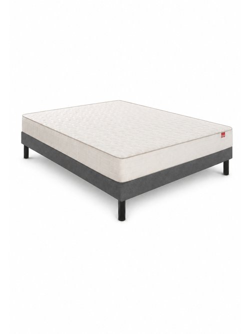 Ensemble Matelas ferme à ressorts + Sommier tapissier 16cm GRIS EPE-PACK-VOYAGE FA1