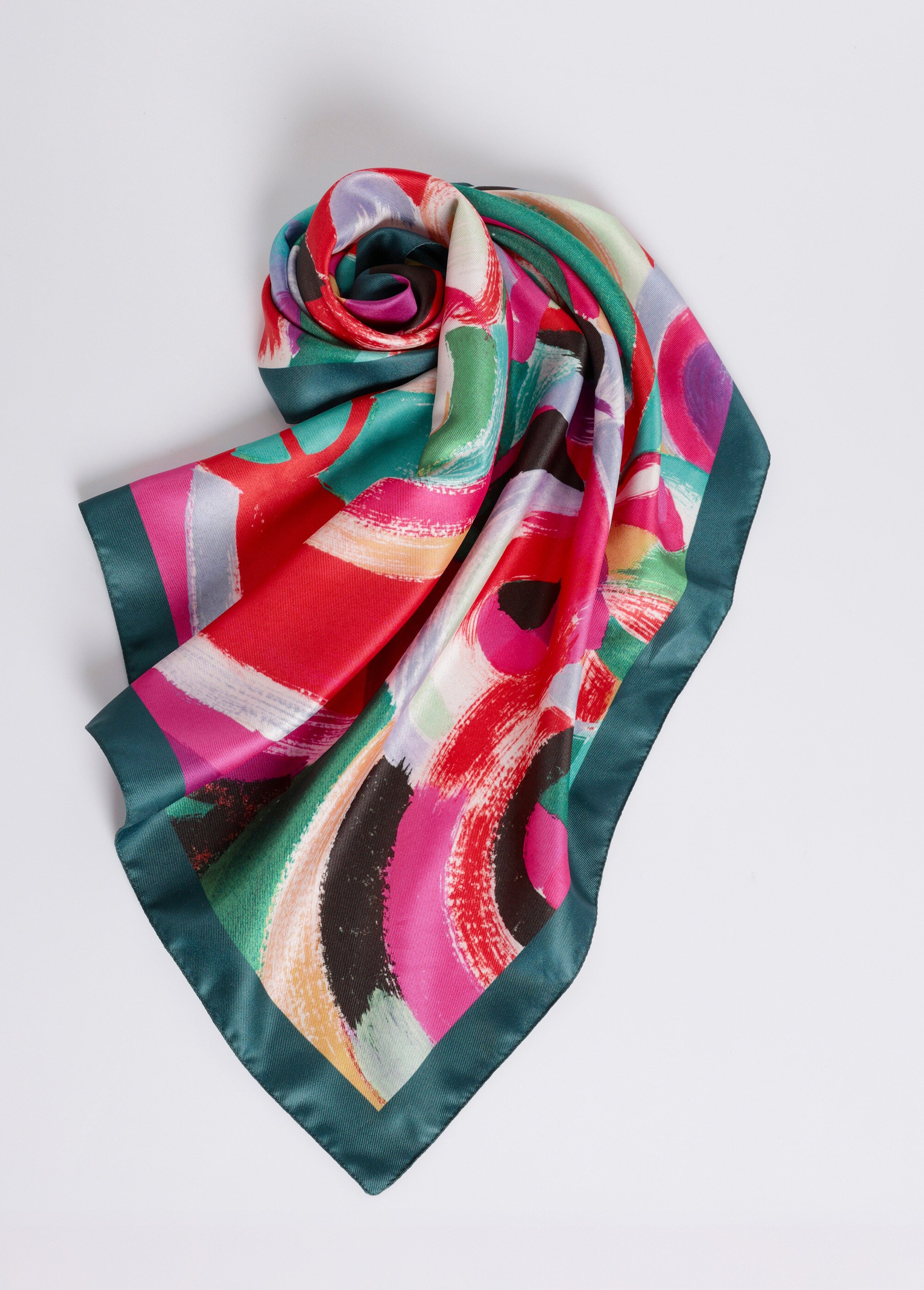 Foulard carré satiné imprimé graphique