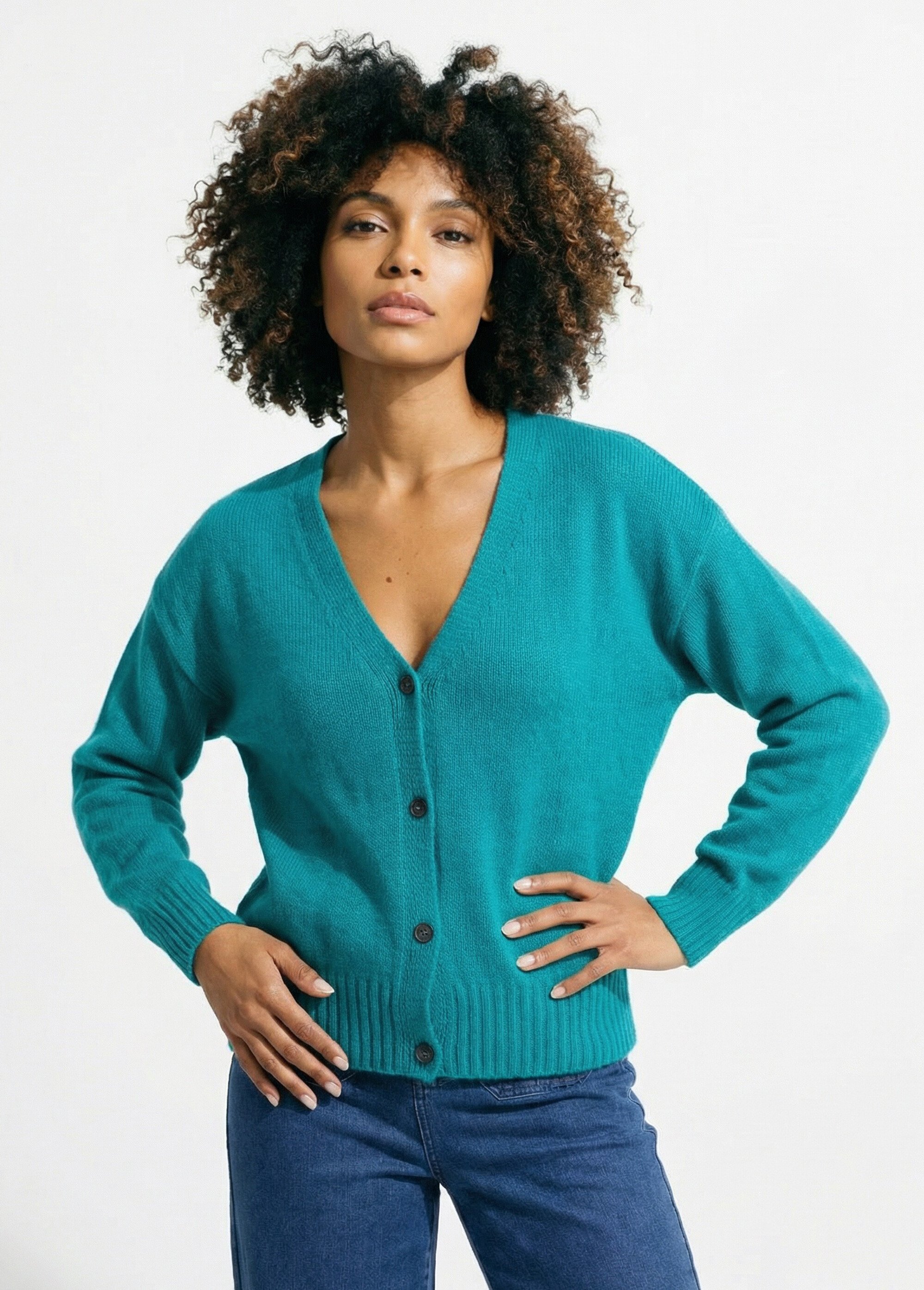 Gilet doux col V boutonné Femme OPALE MYRAN FA1