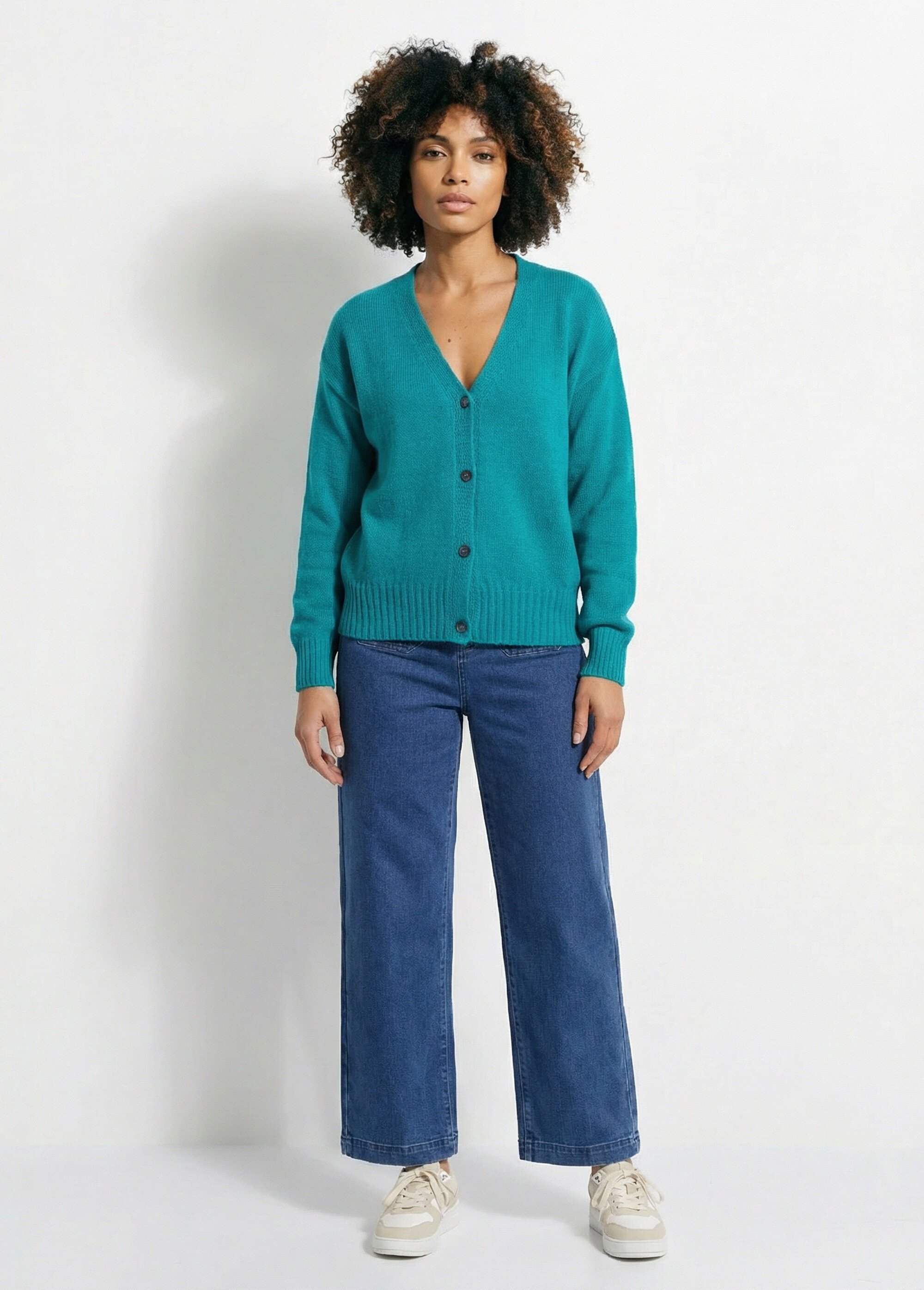 Gilet doux col V boutonné Femme OPALE MYRAN SF1