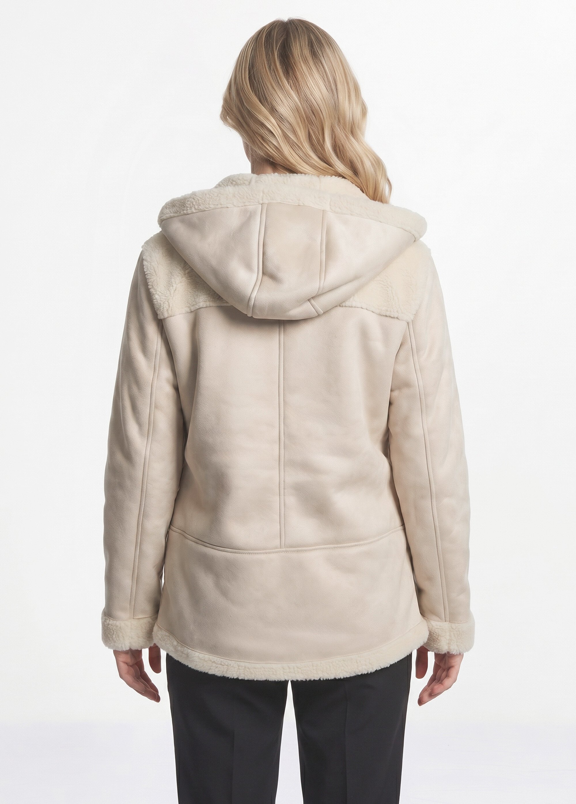 Manteau façon peau lainée à capuche Femme PEAU LAINE CHYNET DO1