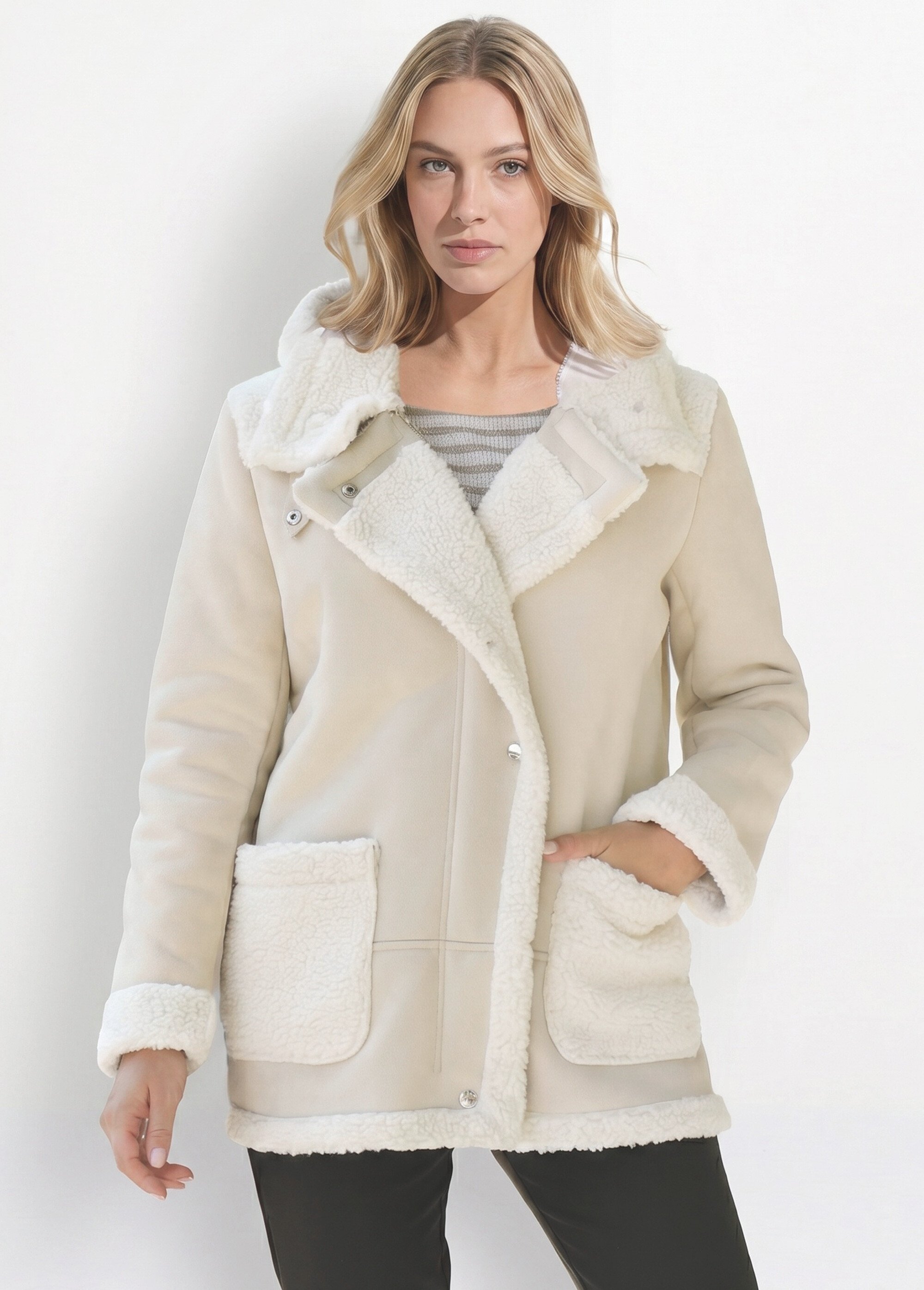 Manteau façon peau lainée à capuche Femme PEAU LAINE CHYNET MV1