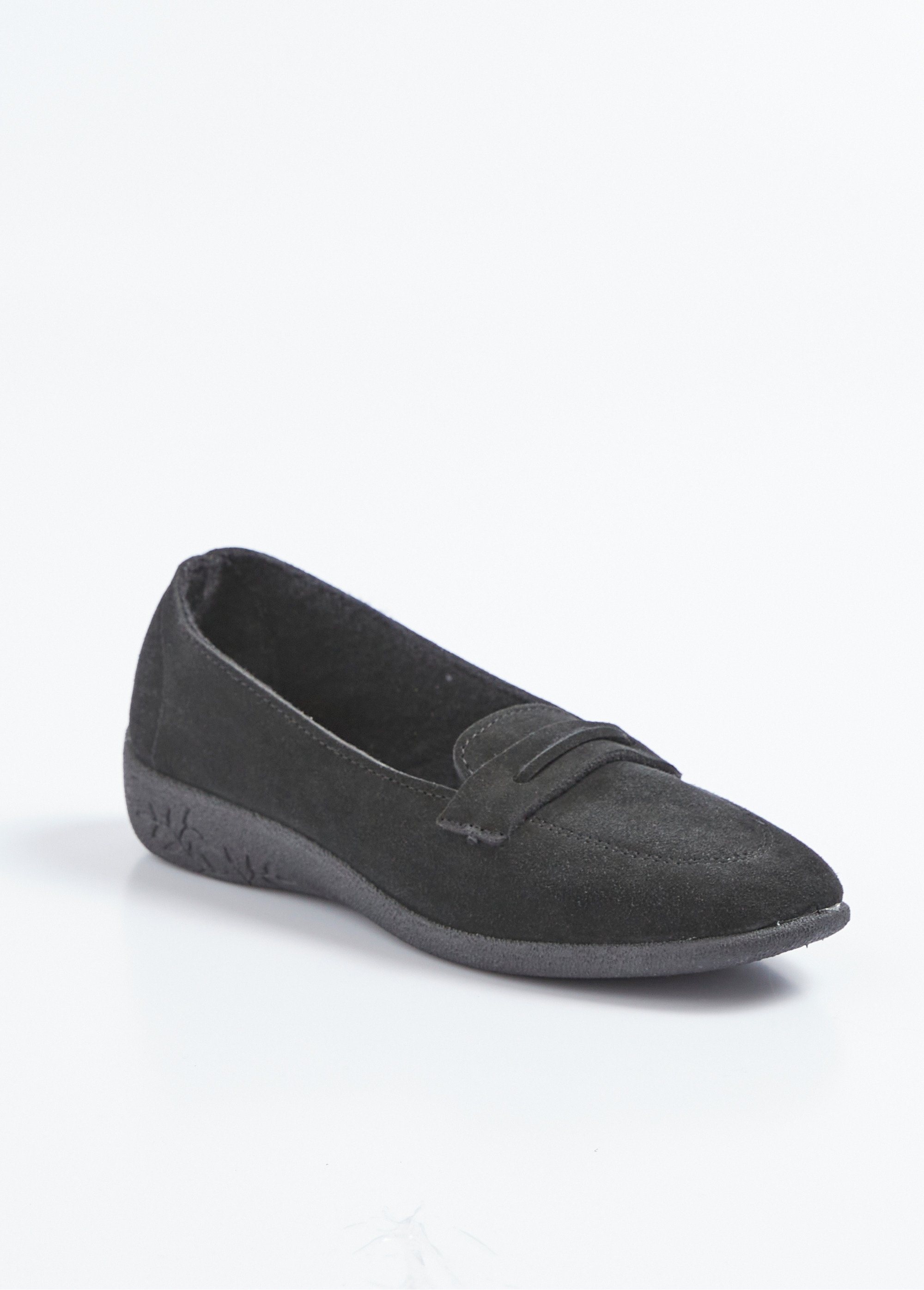 Mocassins compensés souples cuir velours Femme Noir OREADE FA1
