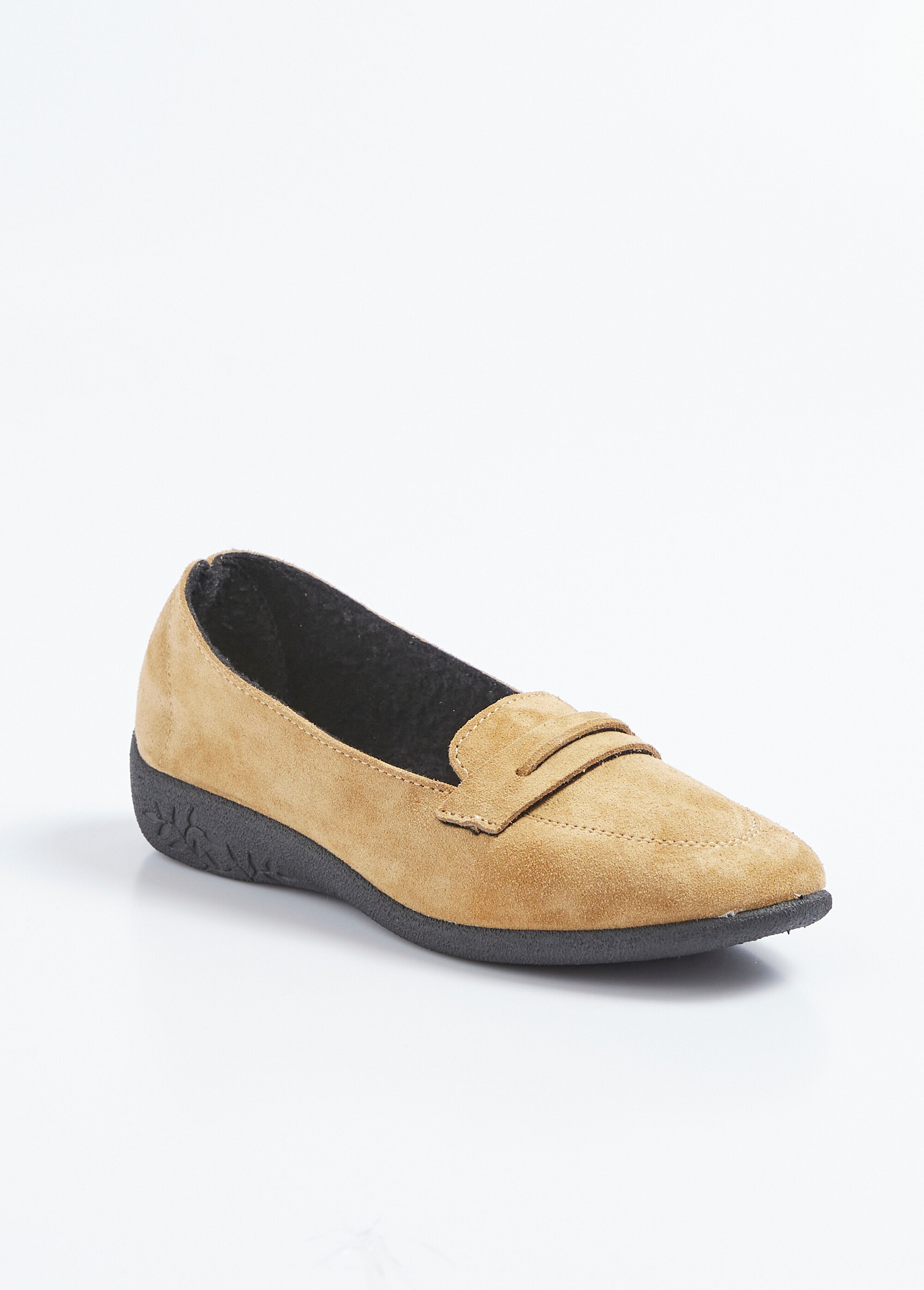 Mocassins compensés souples cuir velours Femme Beige OREADE FA1