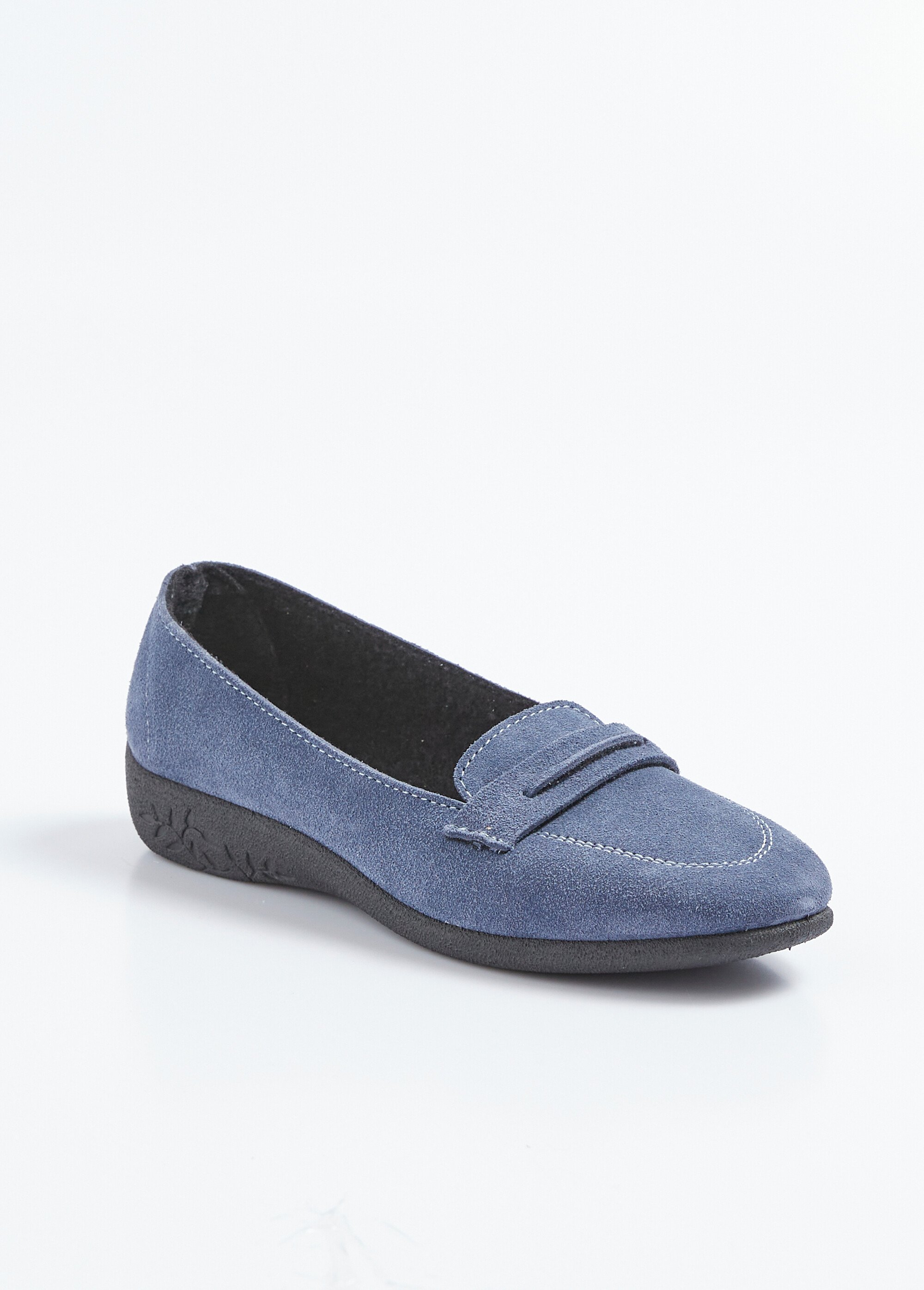 Mocassins compensés souples cuir velours Femme Bleu OREADE FA1