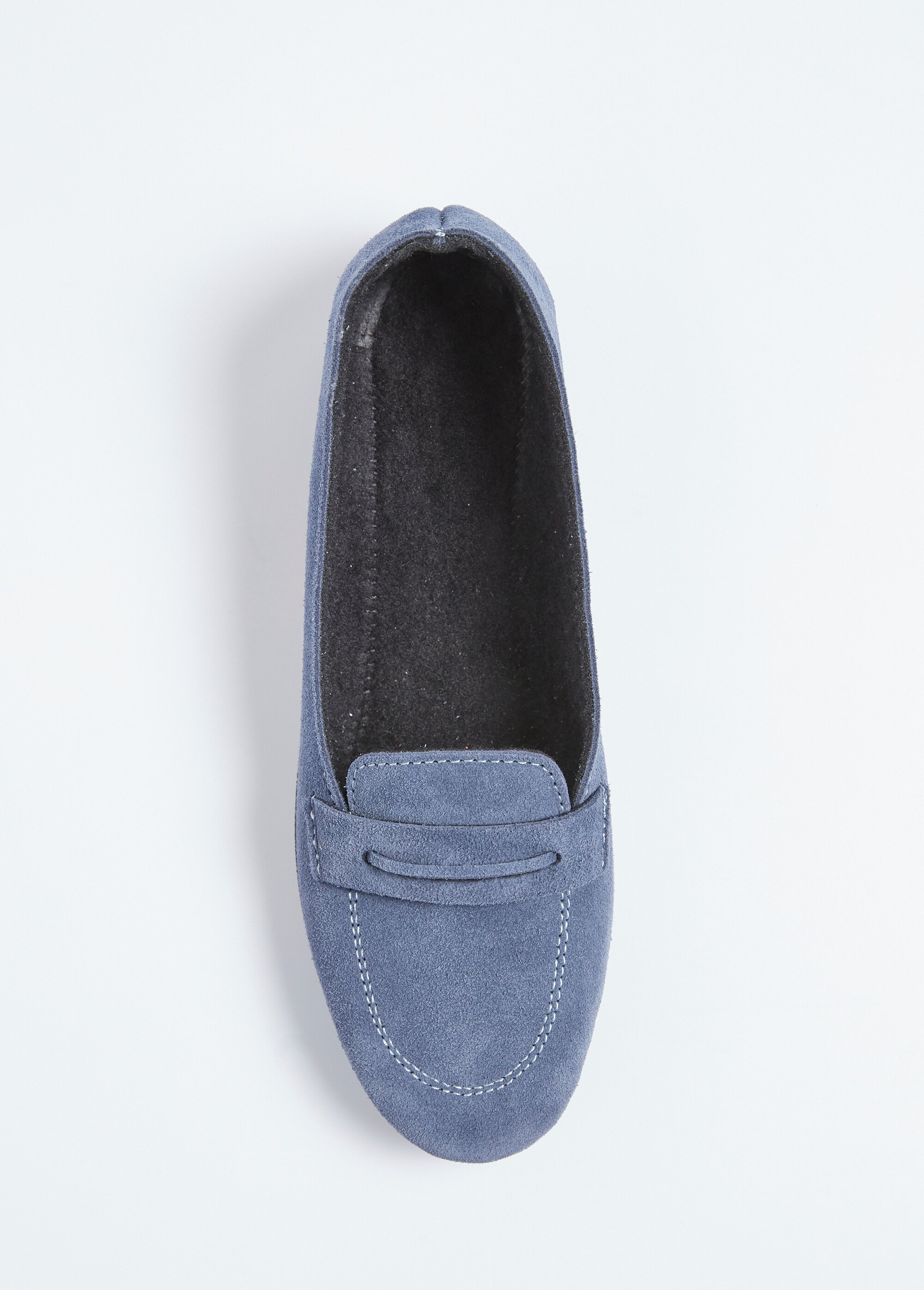Mocassins compensés souples cuir velours Femme Bleu OREADE OV1