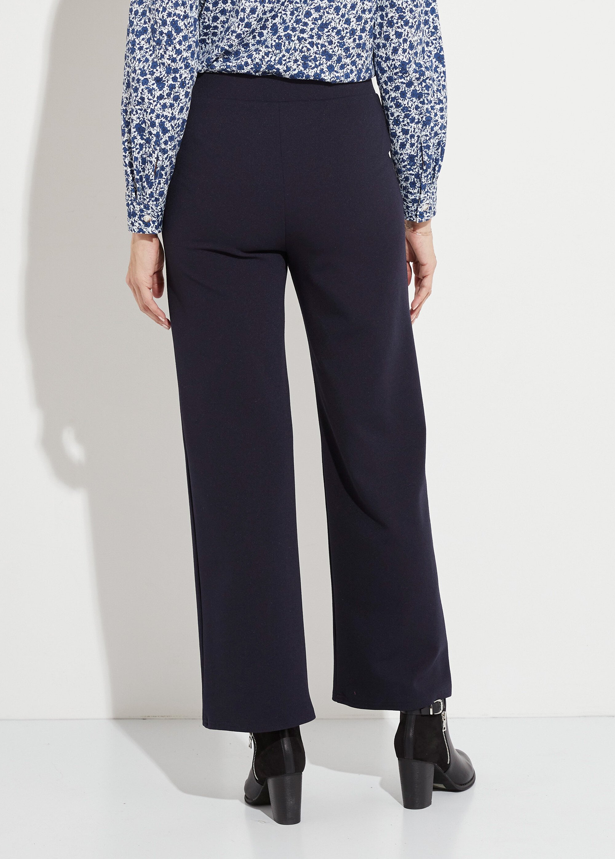Pantalon droit taille élastiquée ceinture bijou Femme Bleu NOUBIA DO1
