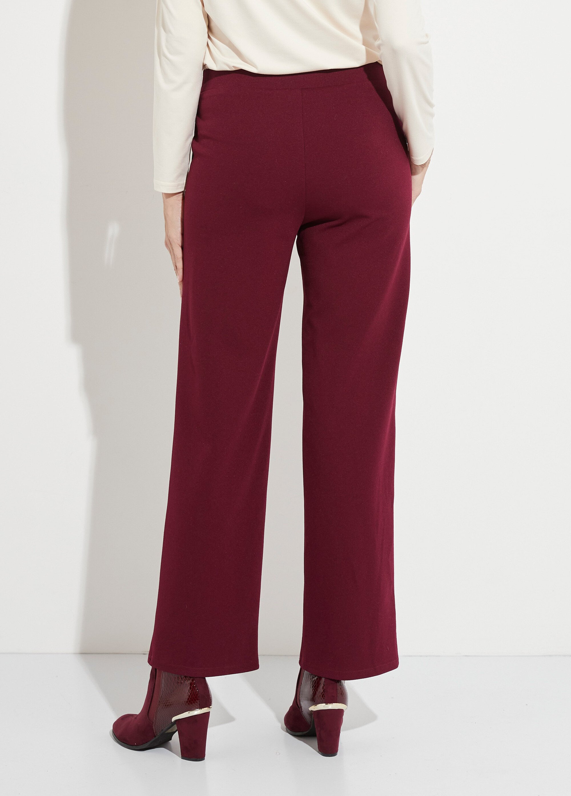 Pantalon droit taille élastiquée ceinture bijou Femme Rouge NOUBIA DO1