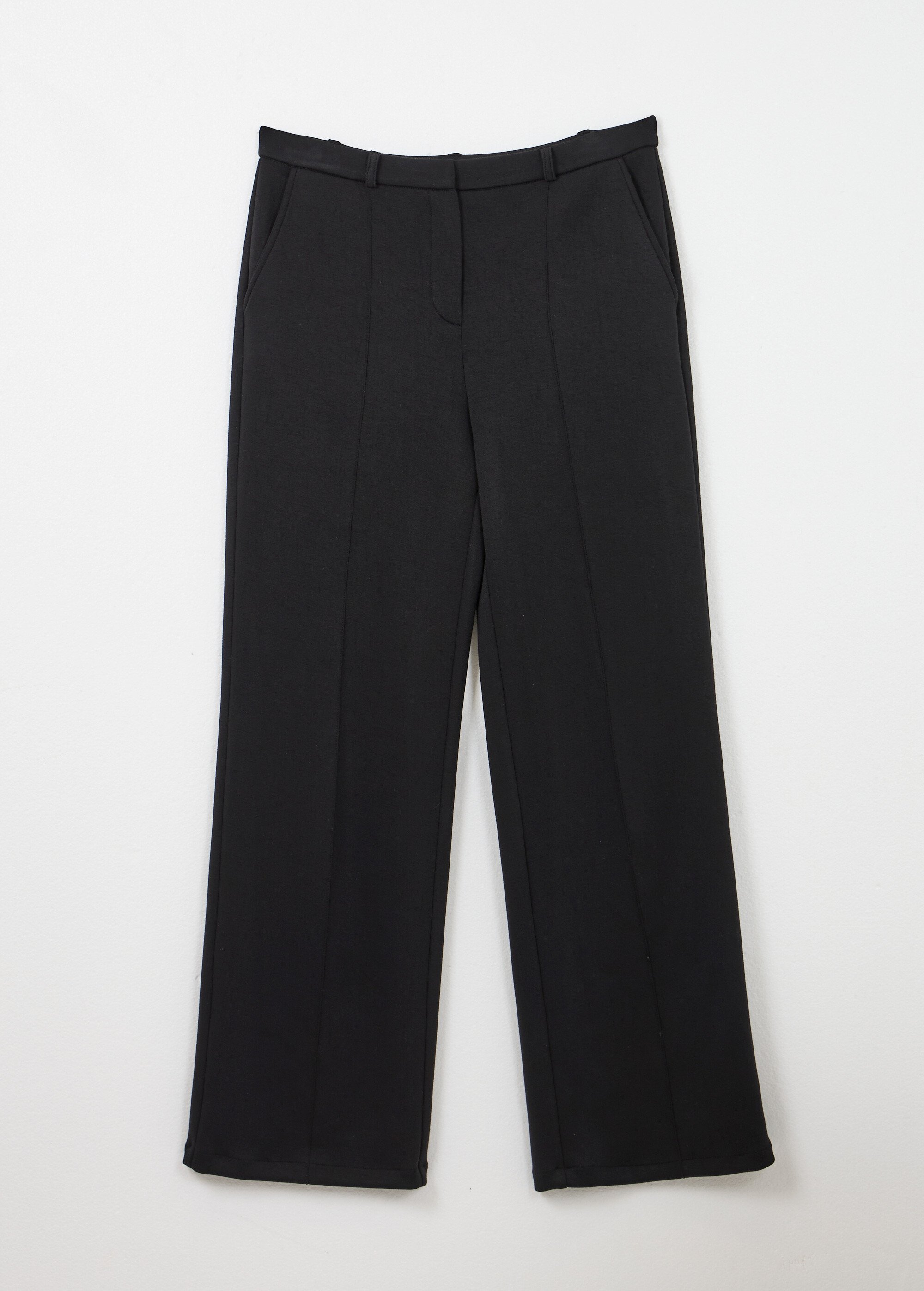 Pantalon structuré de ville maille milano unie Femme Noir NOCTURNE AP1