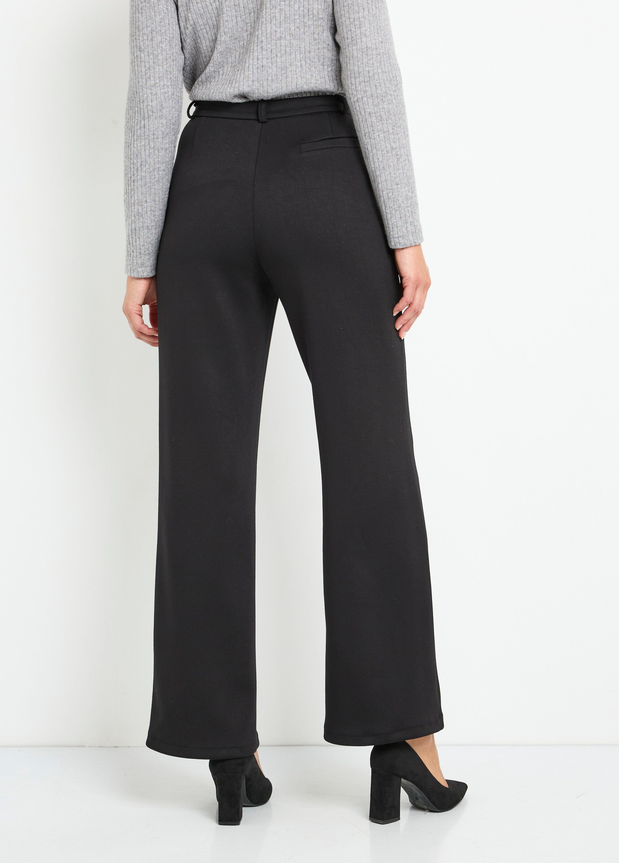 Pantalon structuré de ville maille milano unie Femme Noir NOCTURNE DO1
