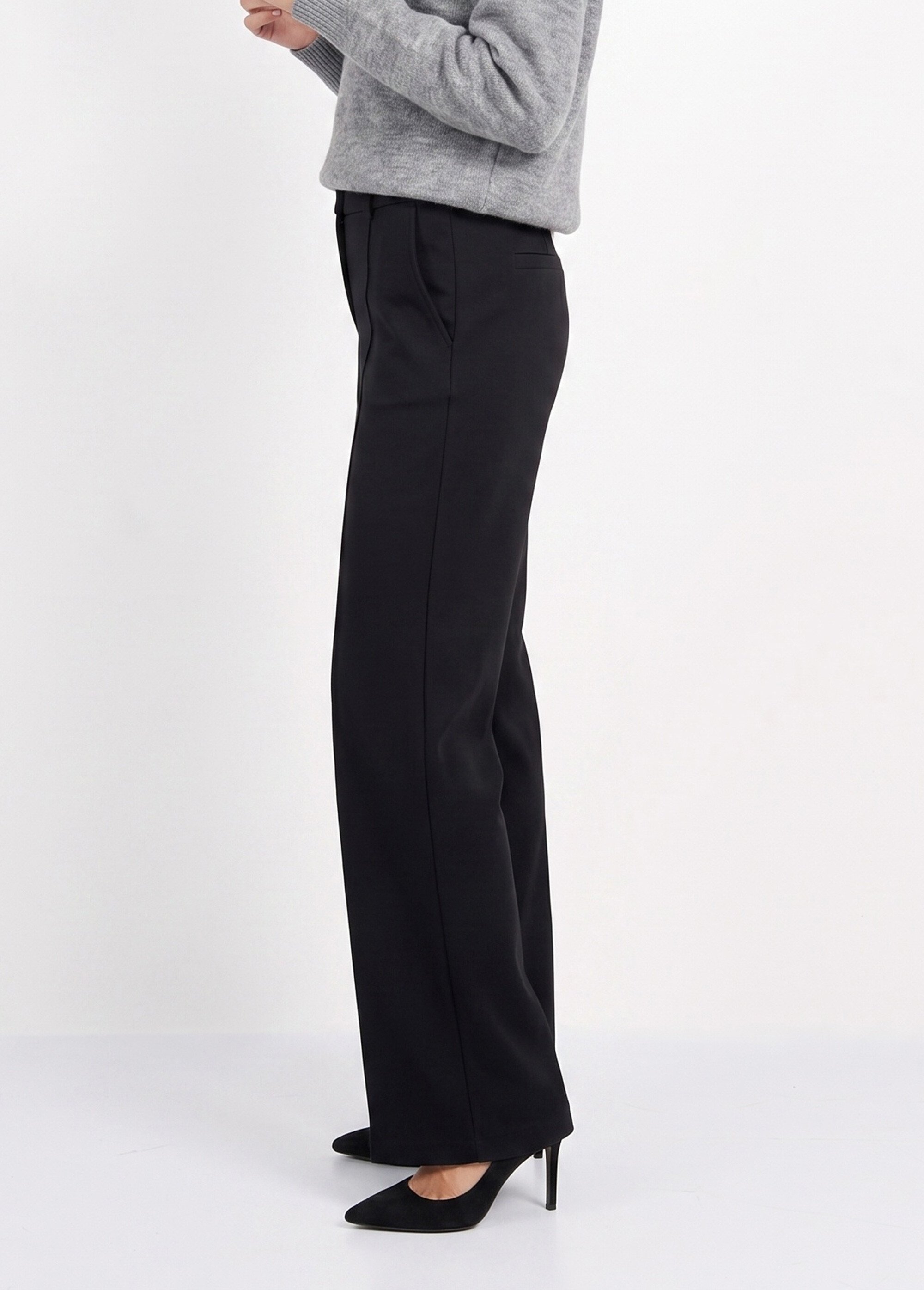 Pantalon structuré de ville maille milano unie Femme Noir NOCTURNE DR1