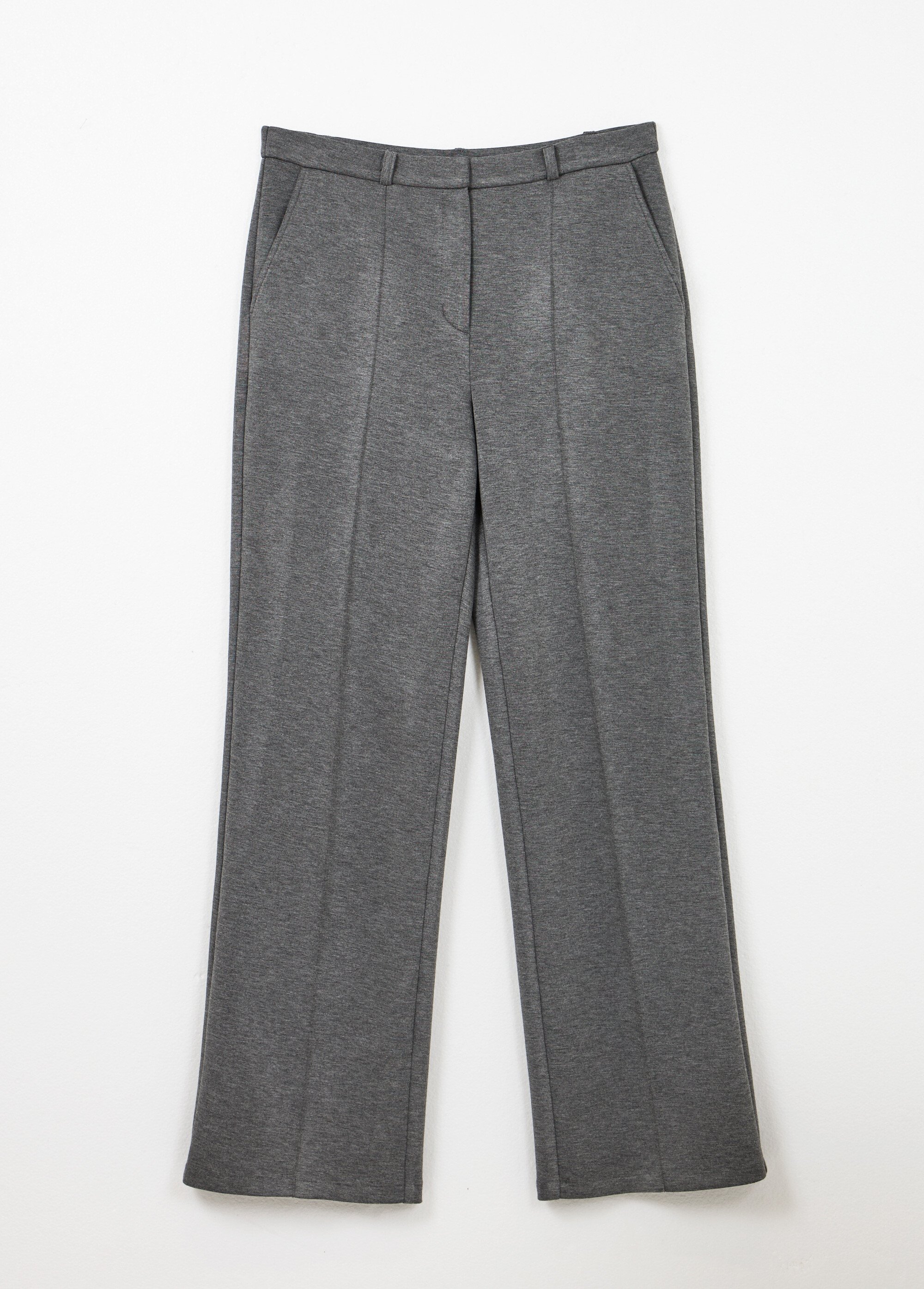 Pantalon structuré de ville maille milano unie Femme GRIS ANTHRACITE NOCTURNE AP1