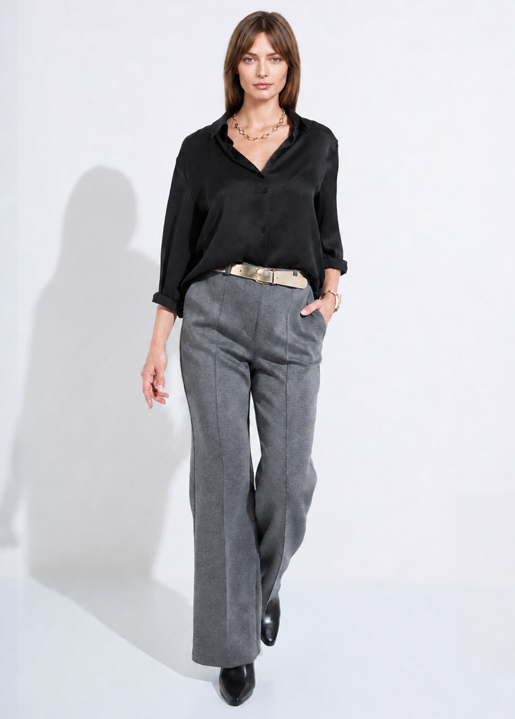 Pantalon structuré de ville maille milano unie