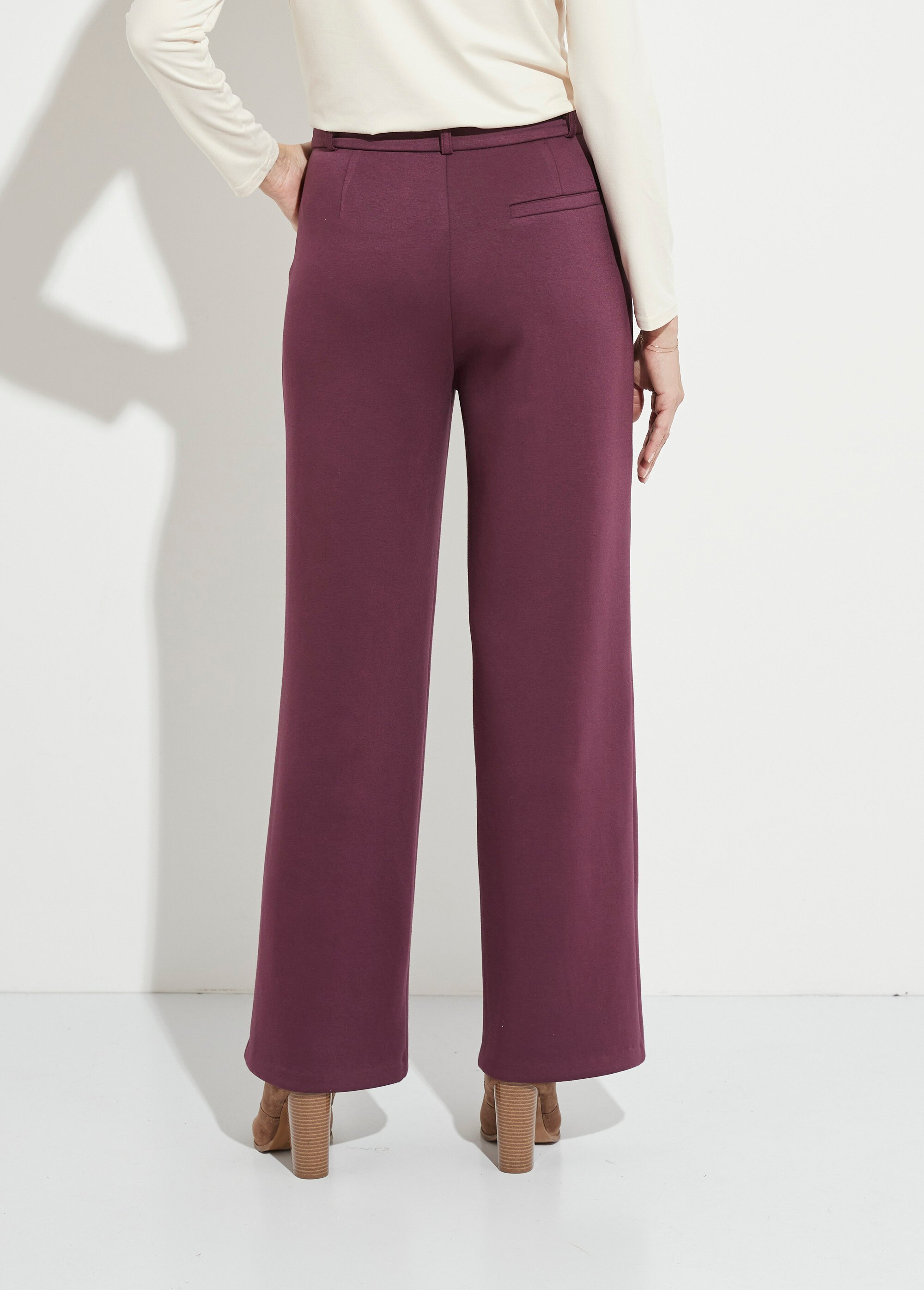 Pantalon structuré de ville maille milano unie Femme Violet NOCTURNE DO1