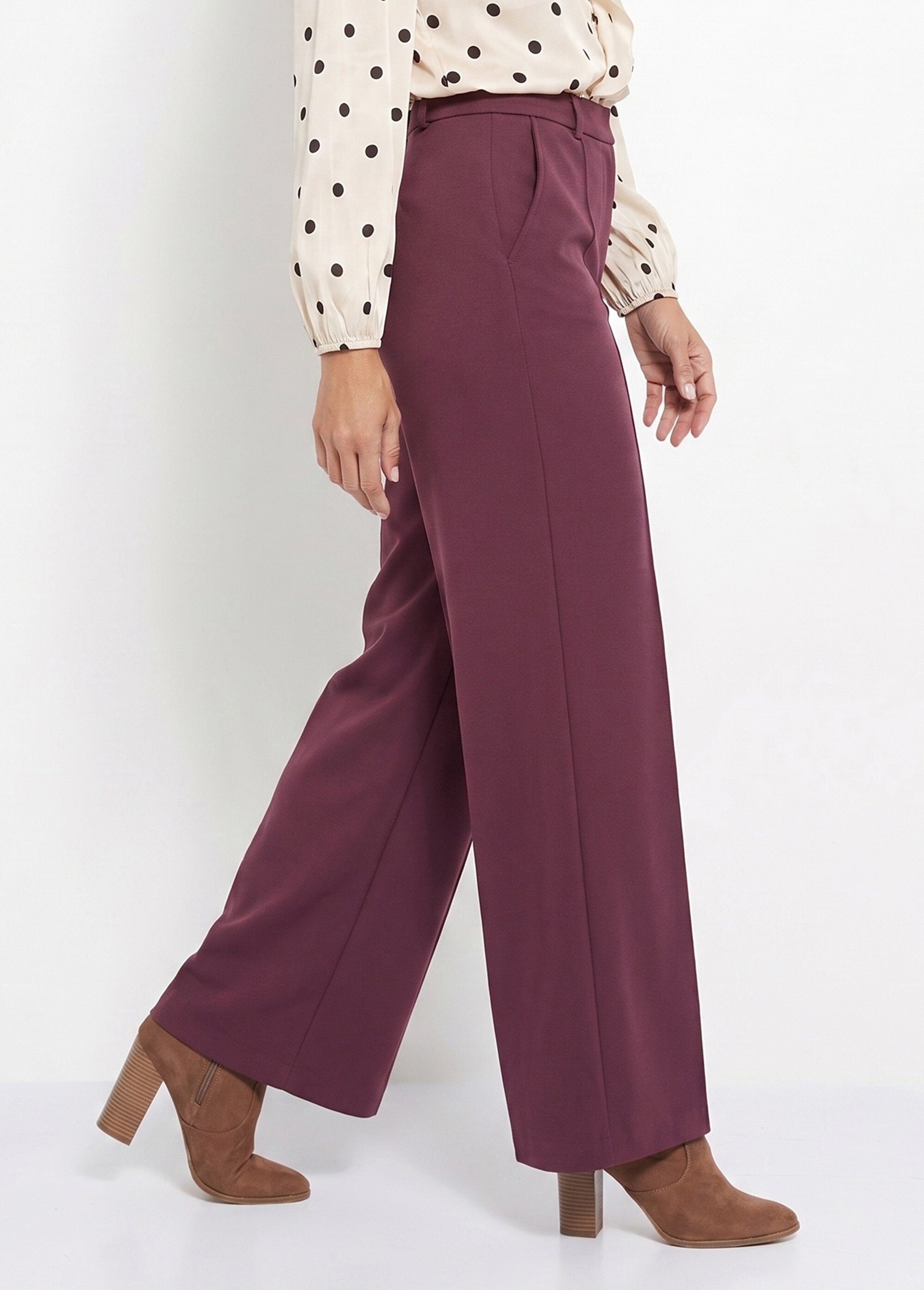Pantalon structuré de ville maille milano unie Femme Violet NOCTURNE DR1