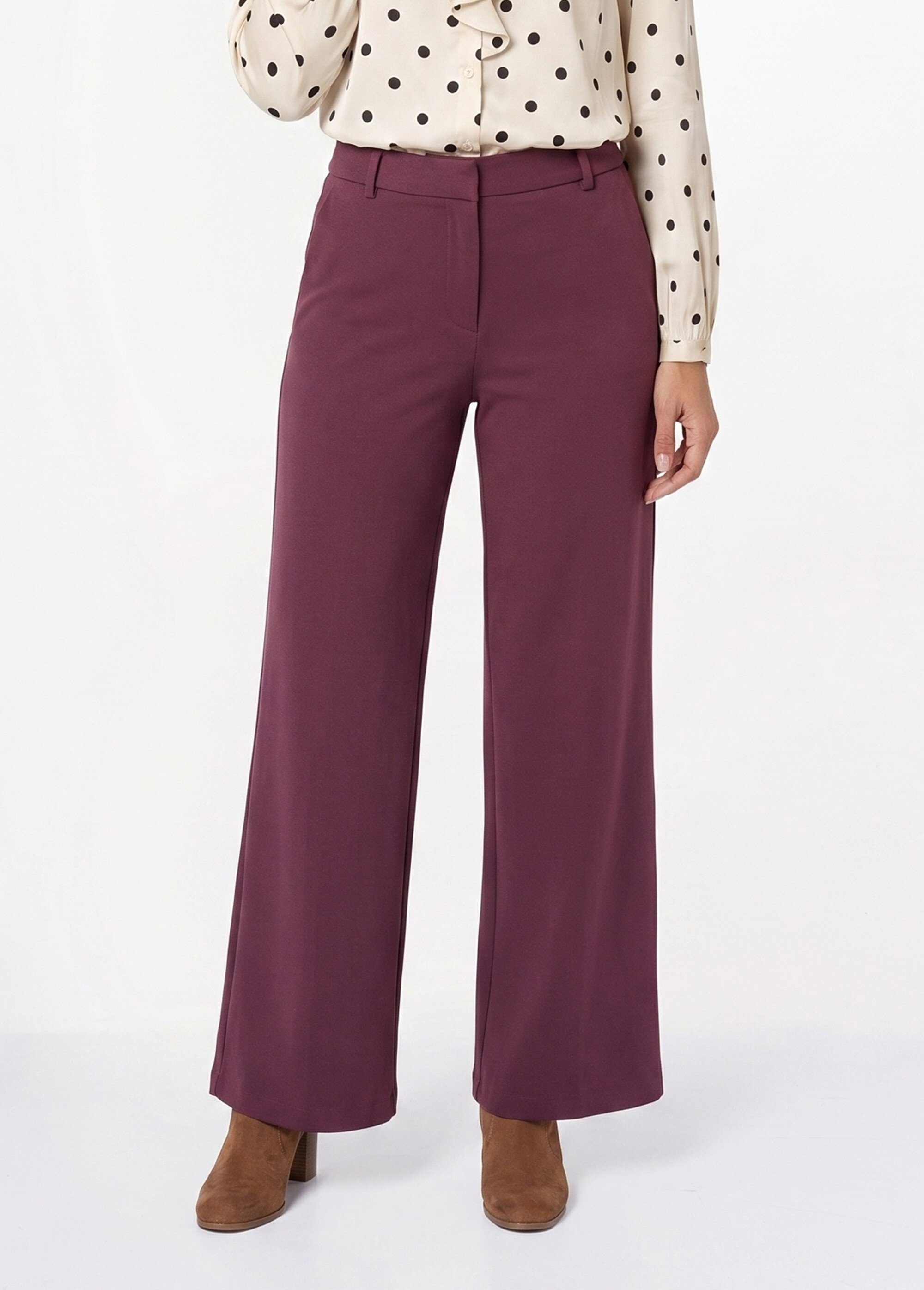 Pantalon structuré de ville maille milano unie Femme Violet NOCTURNE FA1