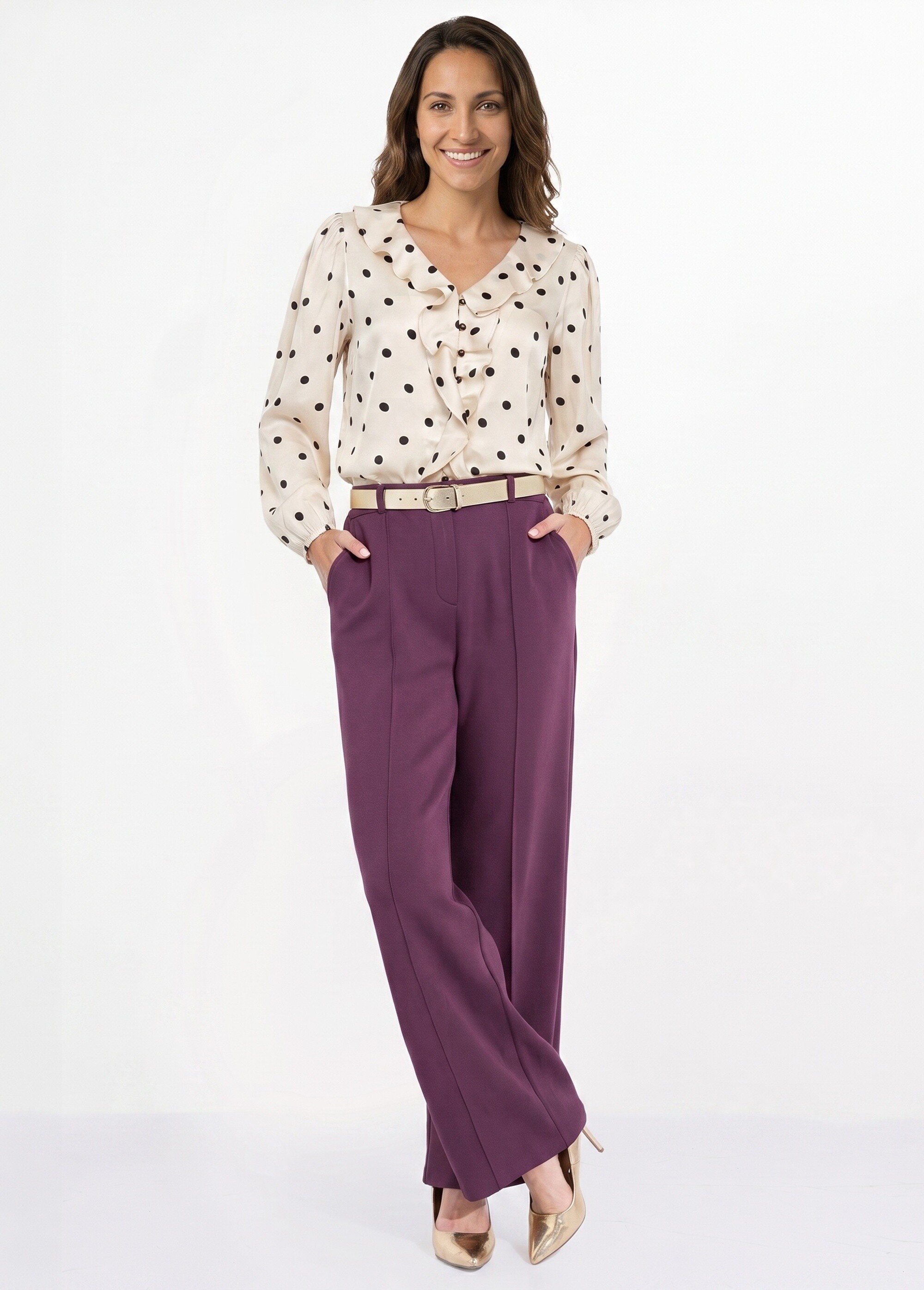 Pantalon structuré de ville maille milano unie