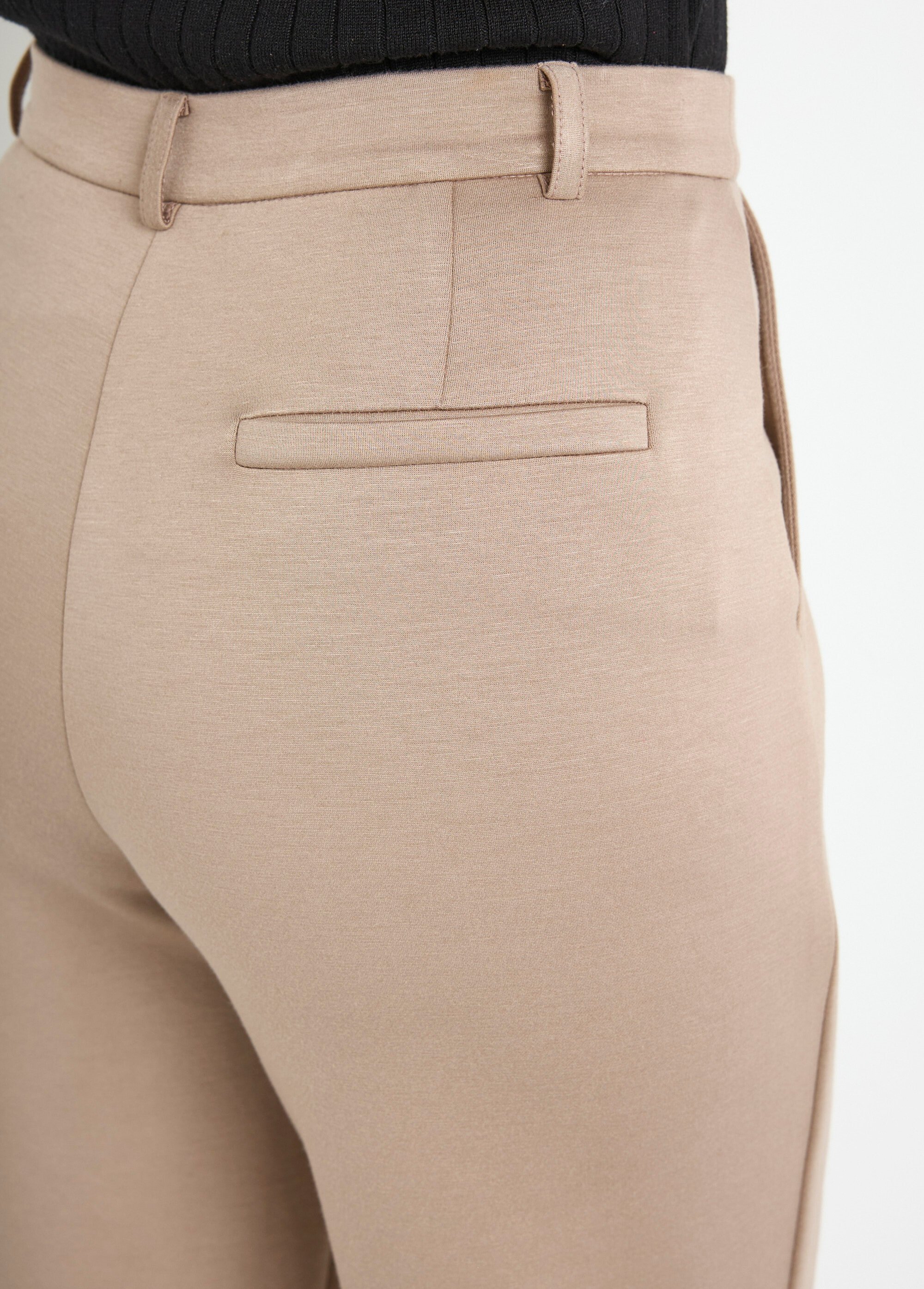Pantalon structuré de ville maille milano unie Femme Beige NOCTURNE DE2