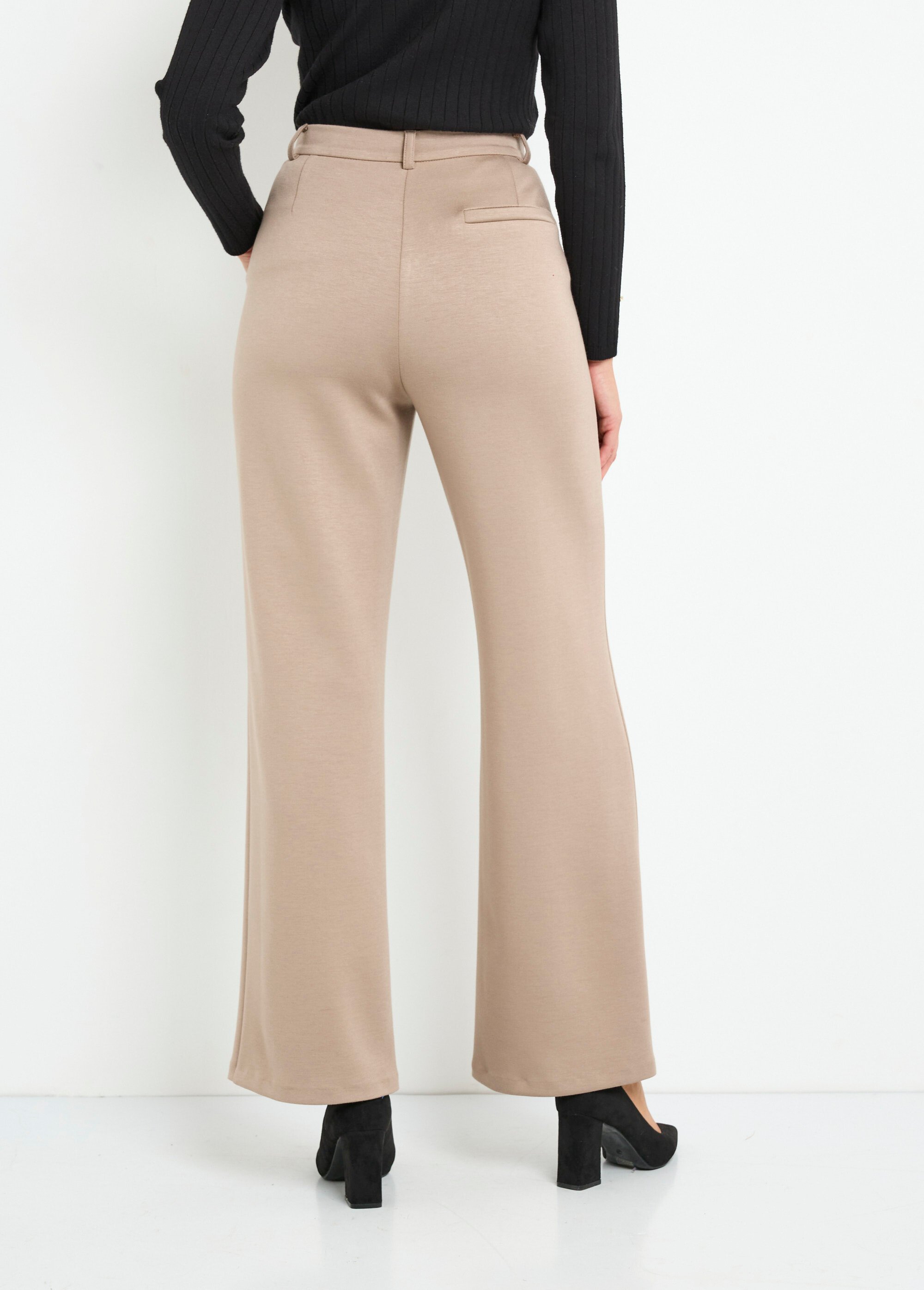 Pantalon structuré de ville maille milano unie Femme Beige NOCTURNE DO1