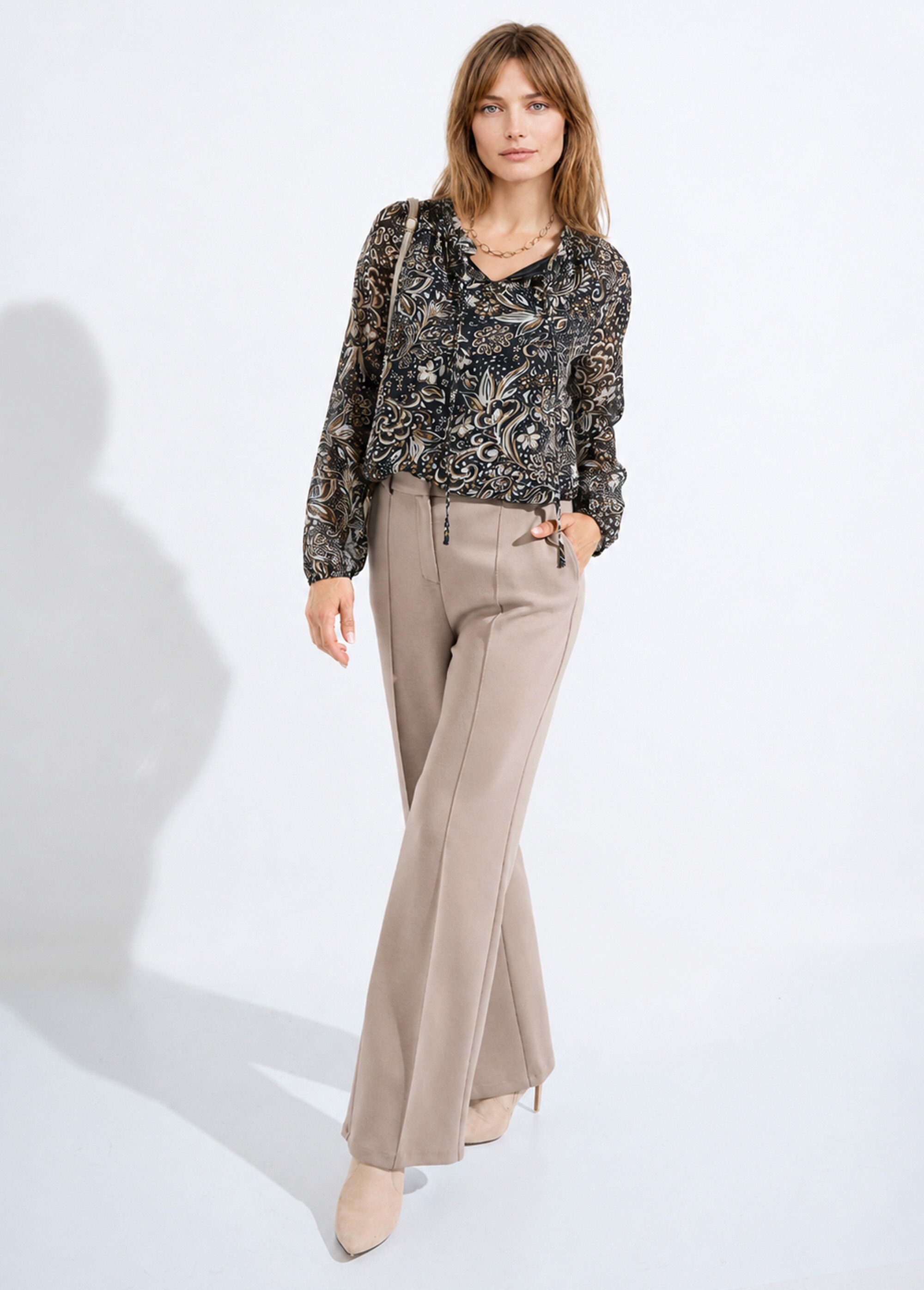 Pantalon structuré de ville maille milano unie
