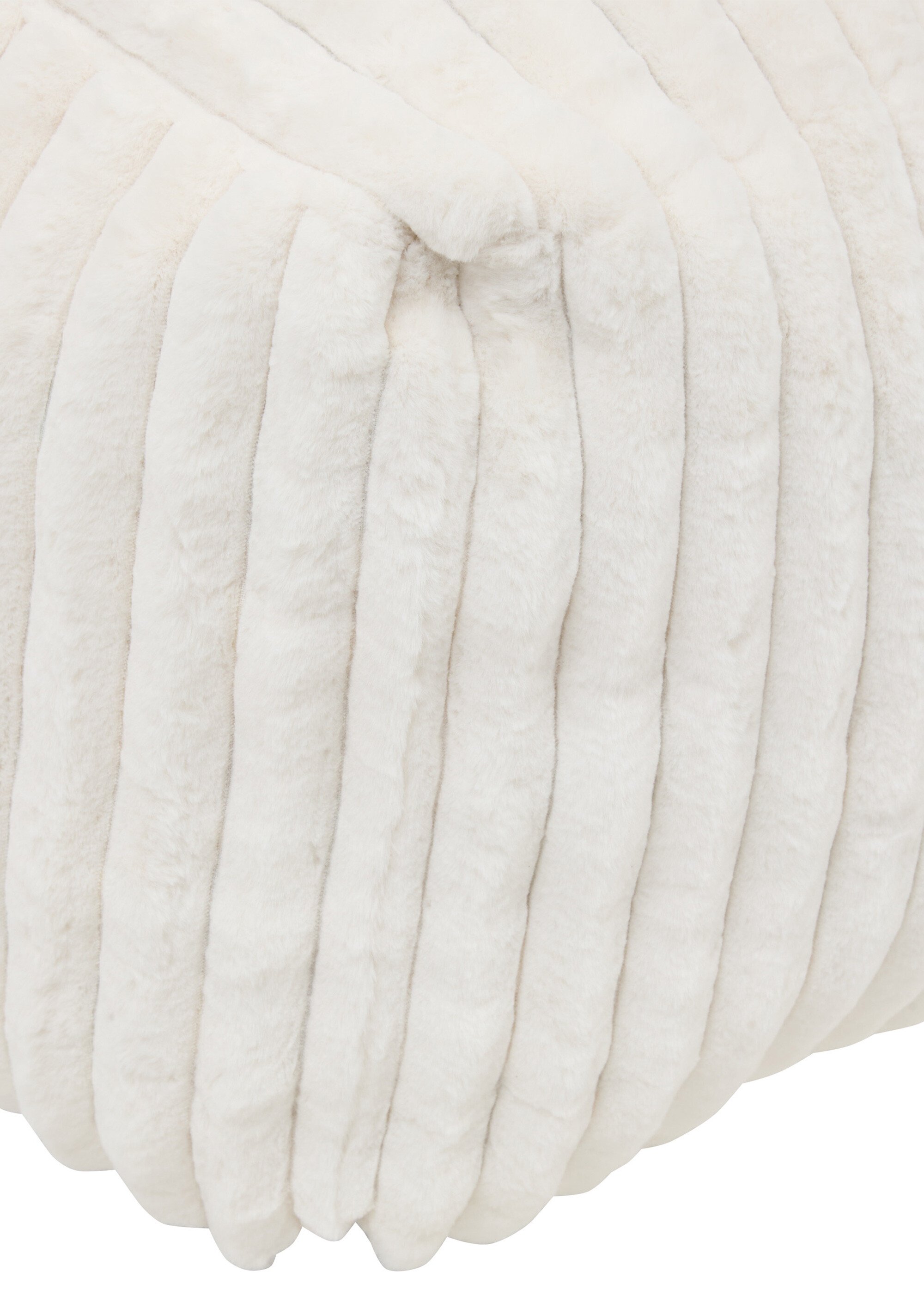 Pouf grand format fourrure cotelée MUZI BLANC JJA-214294D DE1