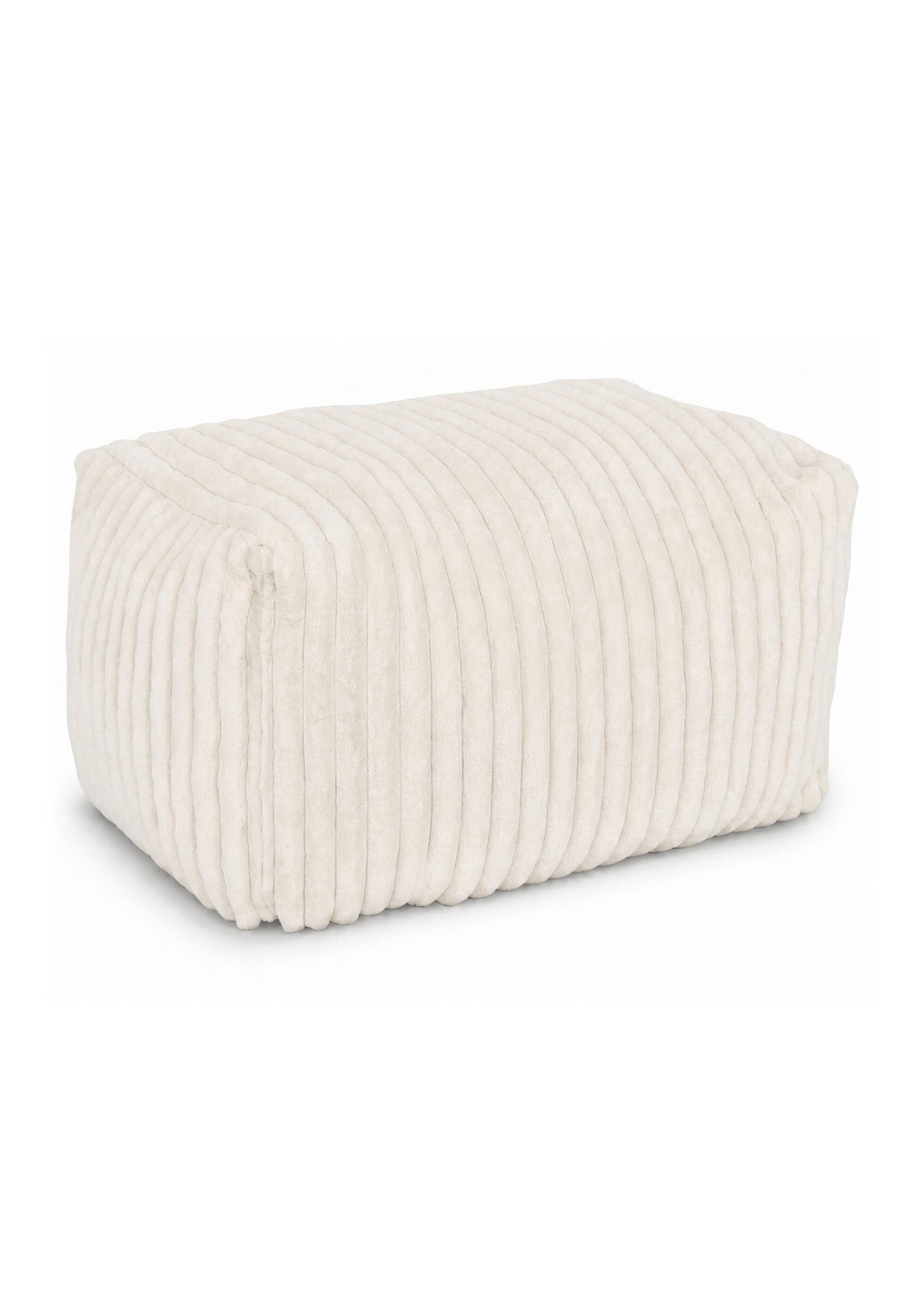 Pouf grand format fourrure cotelée MUZI BLANC JJA-214294D FA1