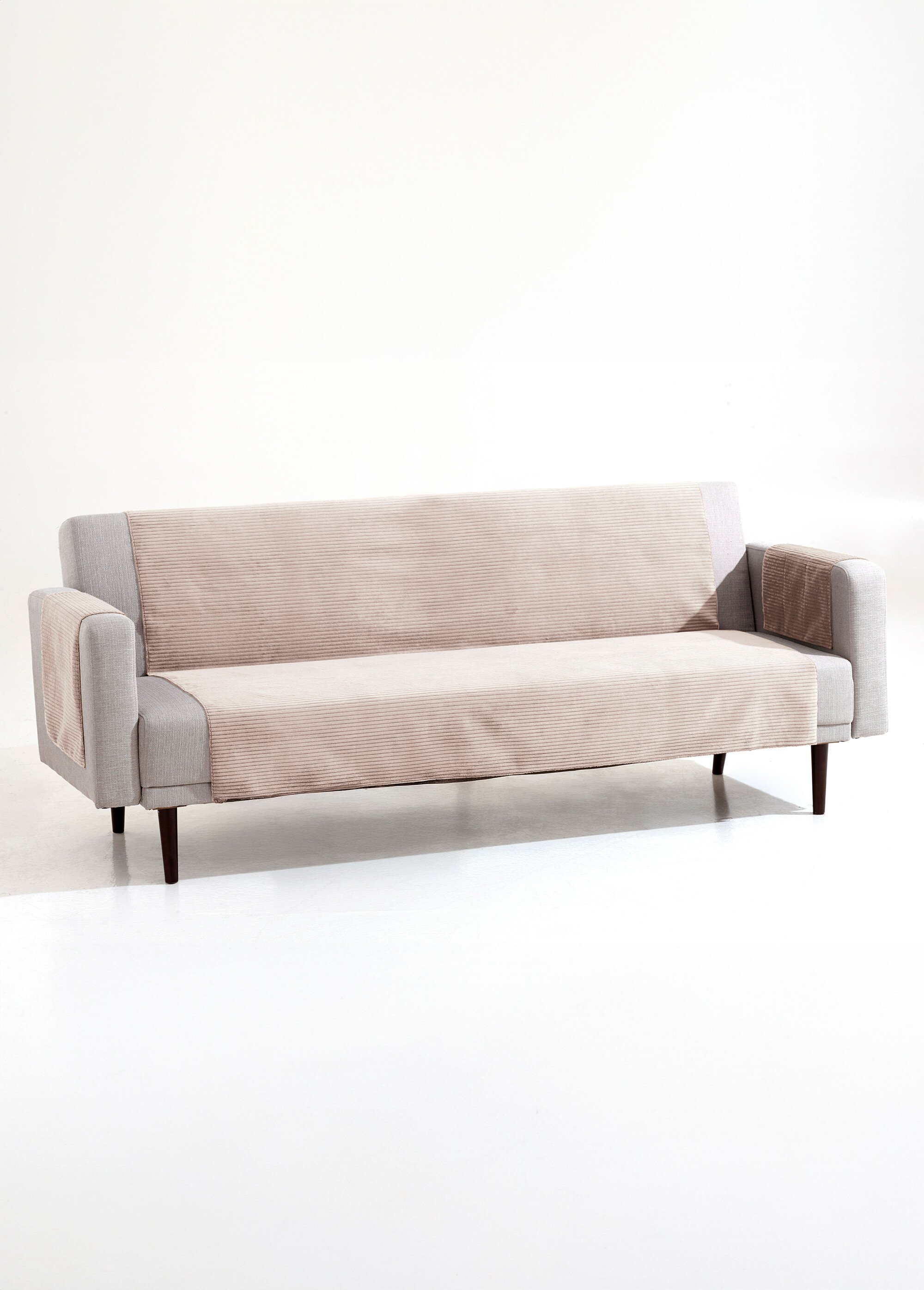 Protège-salon antiglisse tissu velouté Beige RAMO FA1