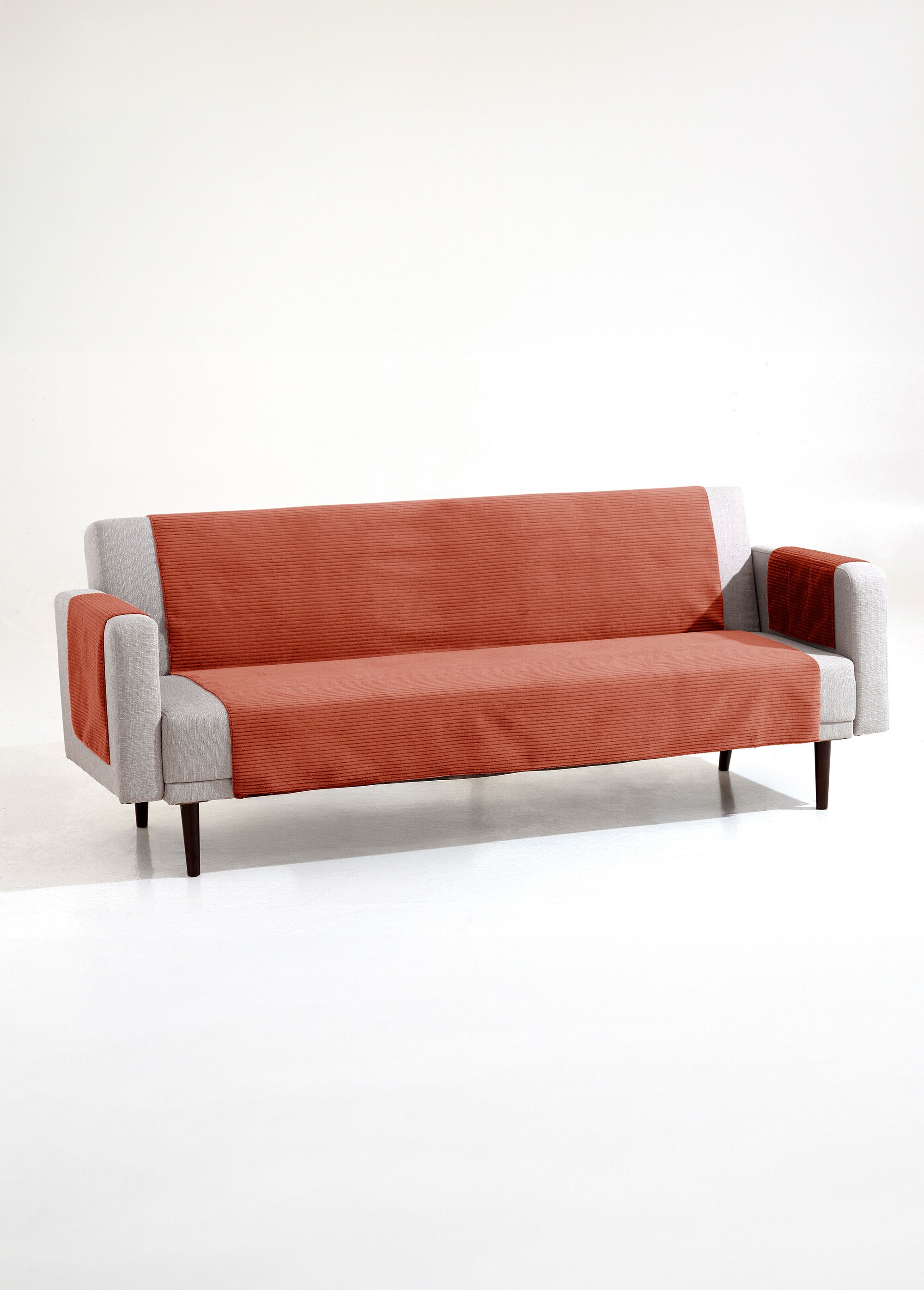 Protège-salon antiglisse tissu velouté Rouge RAMO DE1