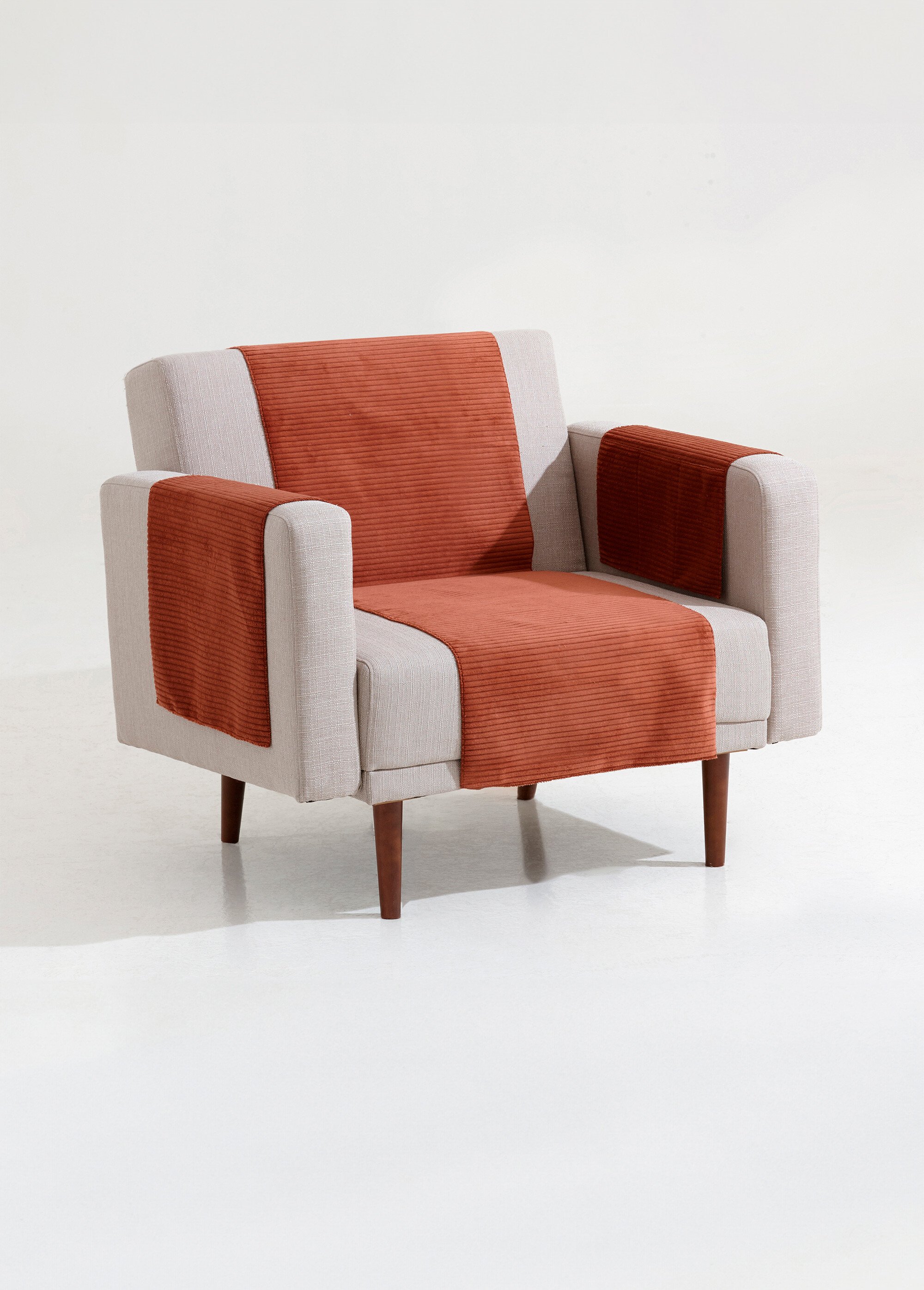 Protège-salon antiglisse tissu velouté Rouge RAMO FA1