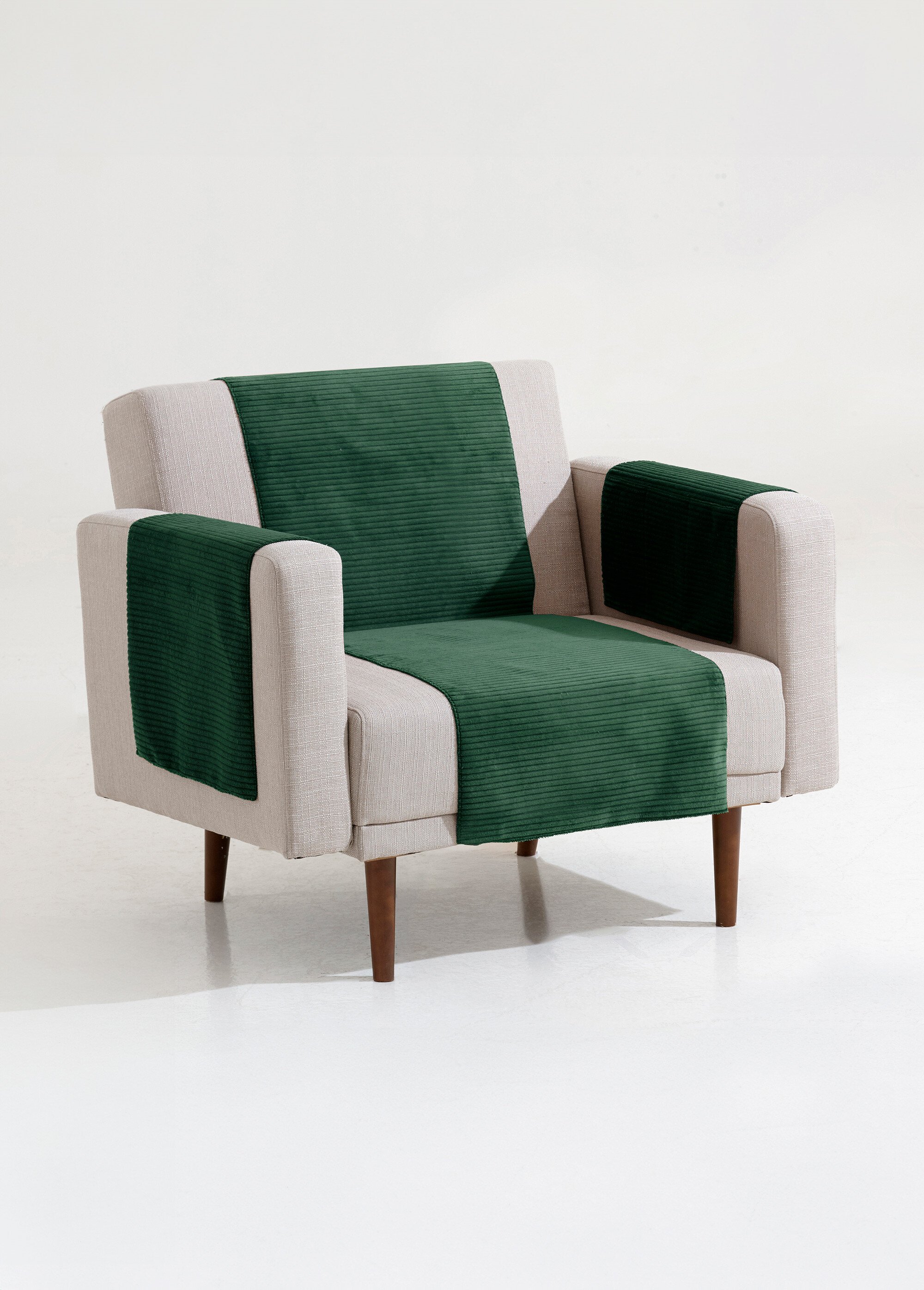 Protège-salon antiglisse tissu velouté Vert RAMO FA1