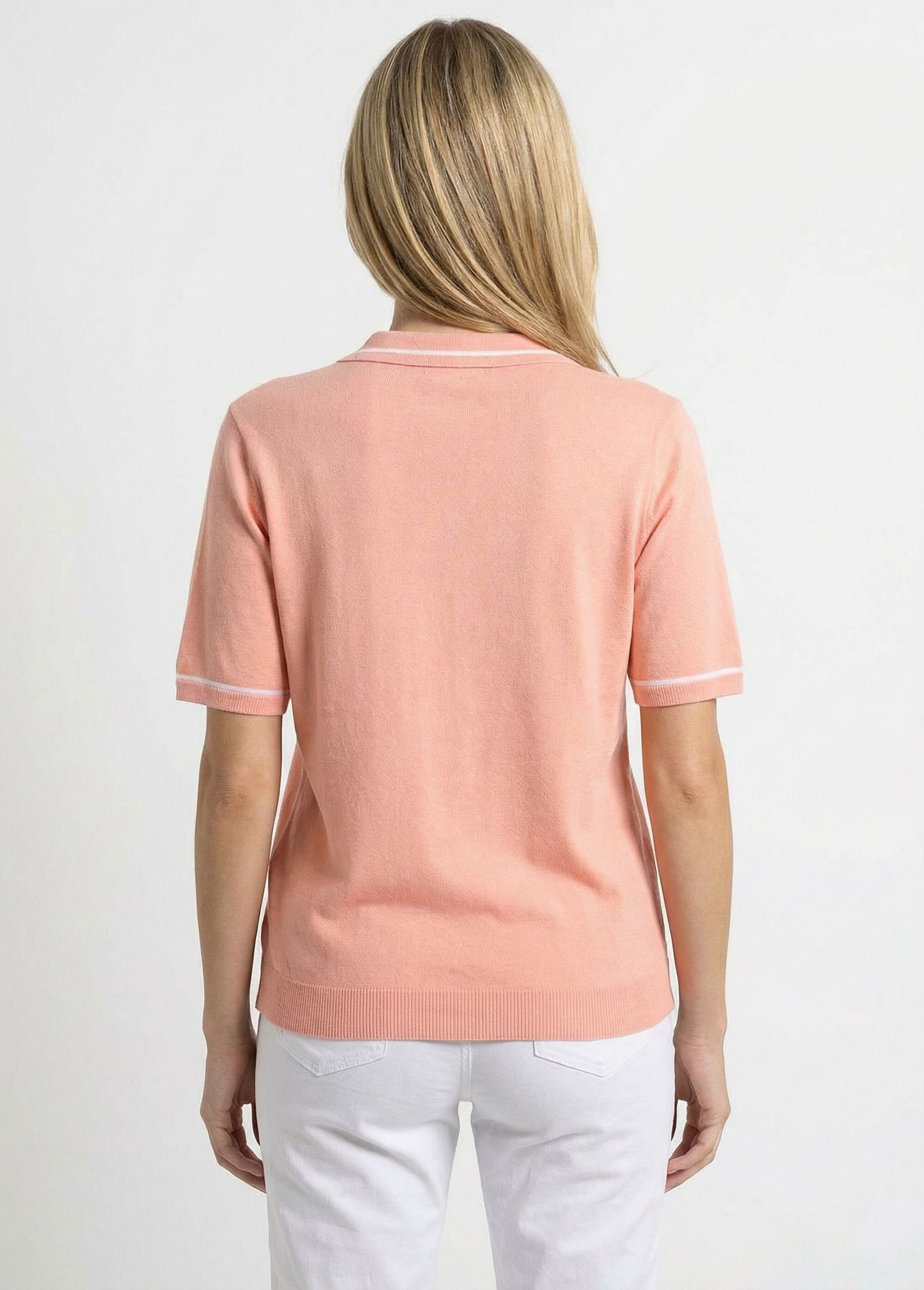 Pull fin col polo manches courtes