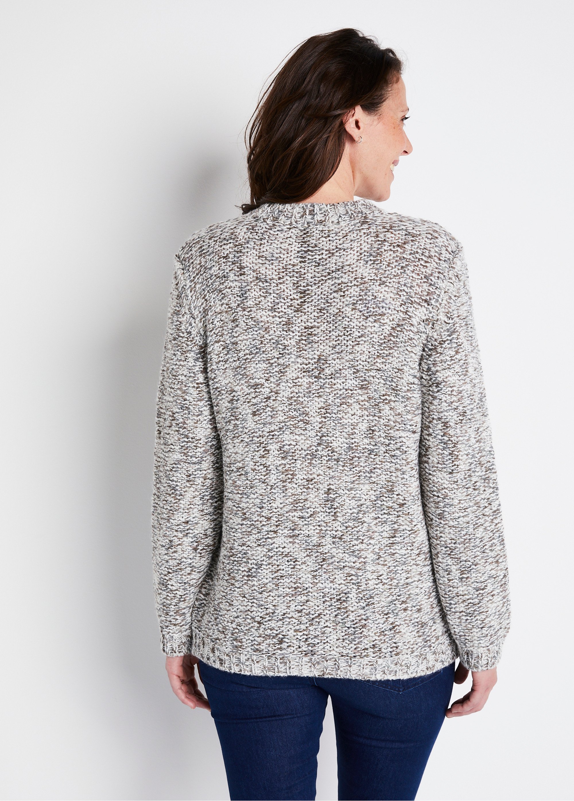 Pull Theory En Alpaga Gris Bruyère - Taille XS, Moucheté, Col Rond, Neuf Avec étiquette