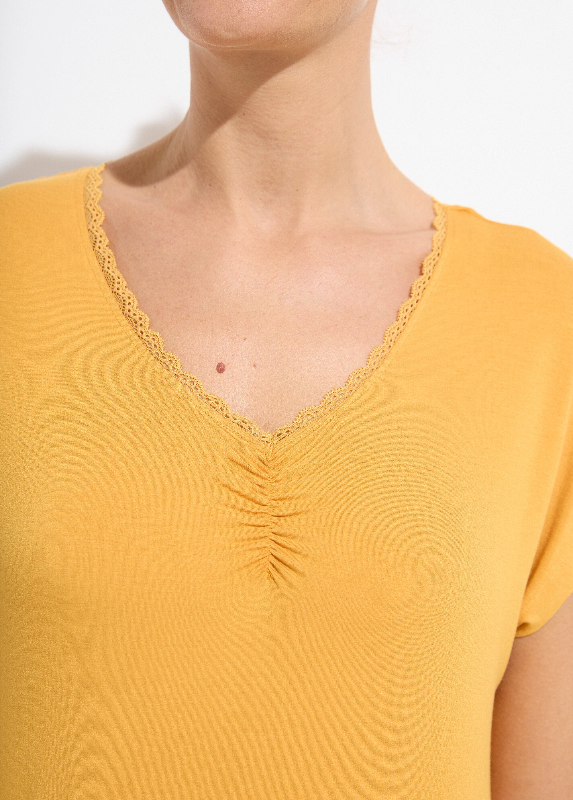 Pyjama manches courtes haut uni bas imprimé