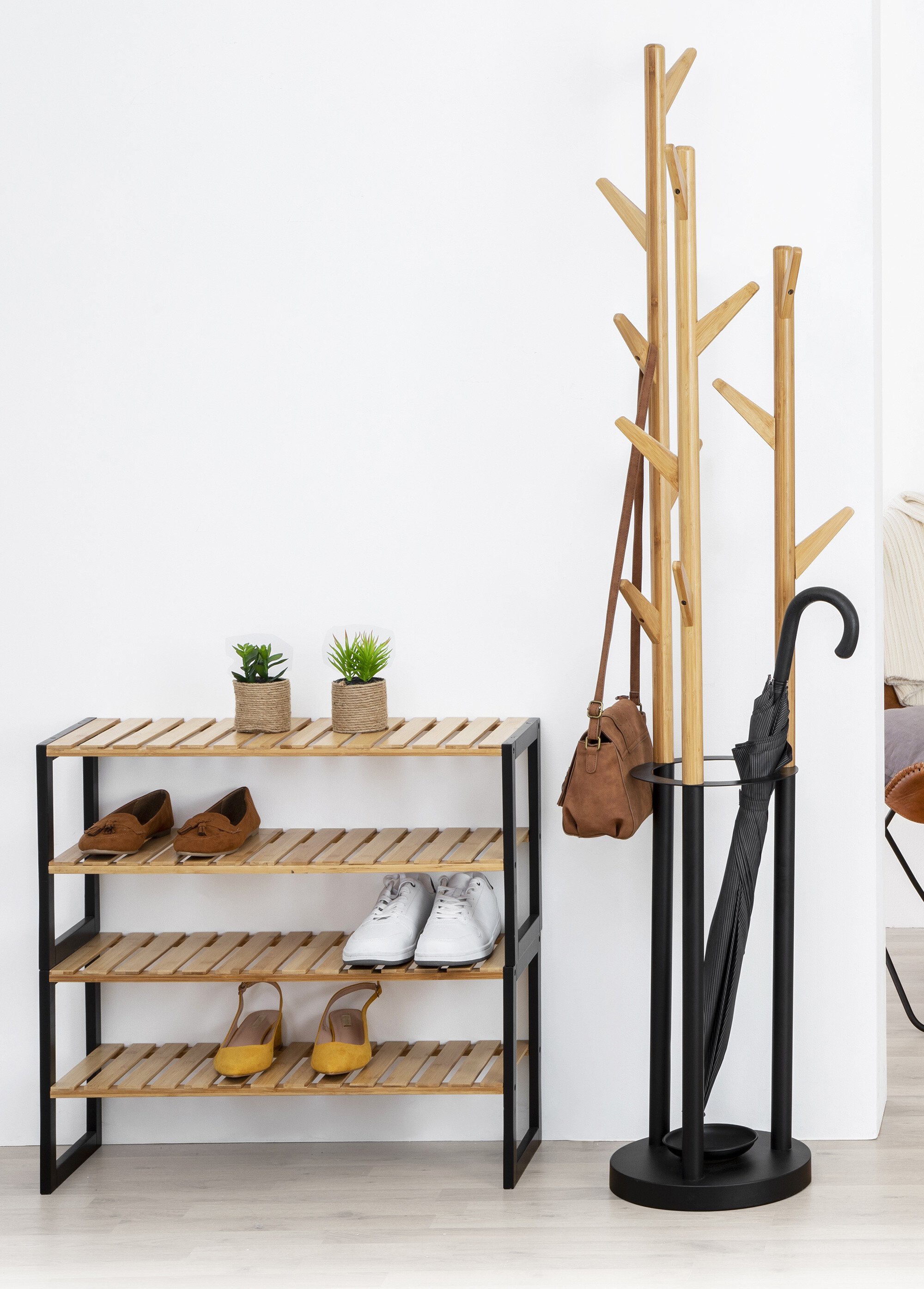 Range chaussures en bambou pour 6 paires MARRON JJA-167879 SI1