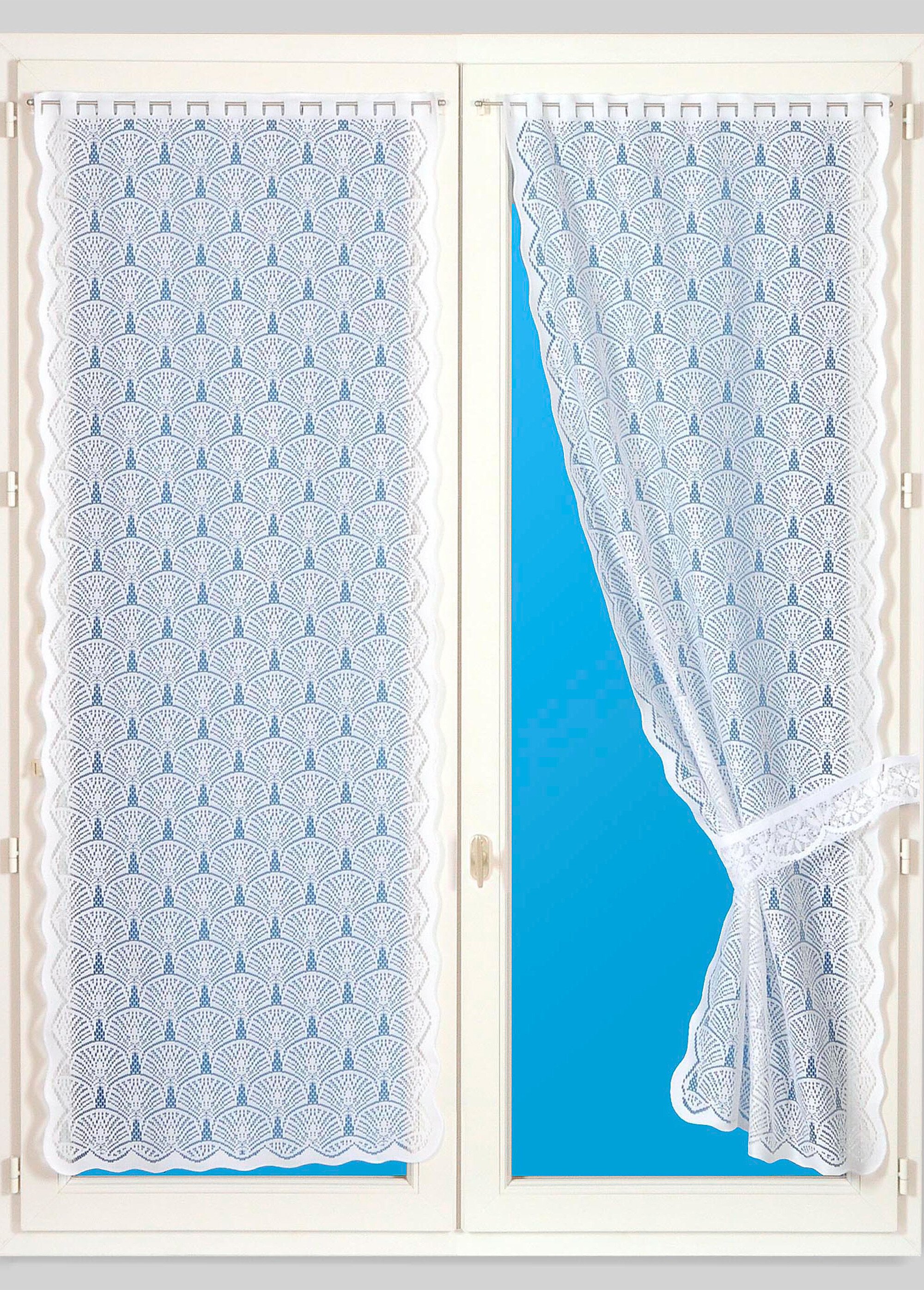 Rideau bonne-femme dentelle prêt à poser - la paire Blanc ROLAIS FA1