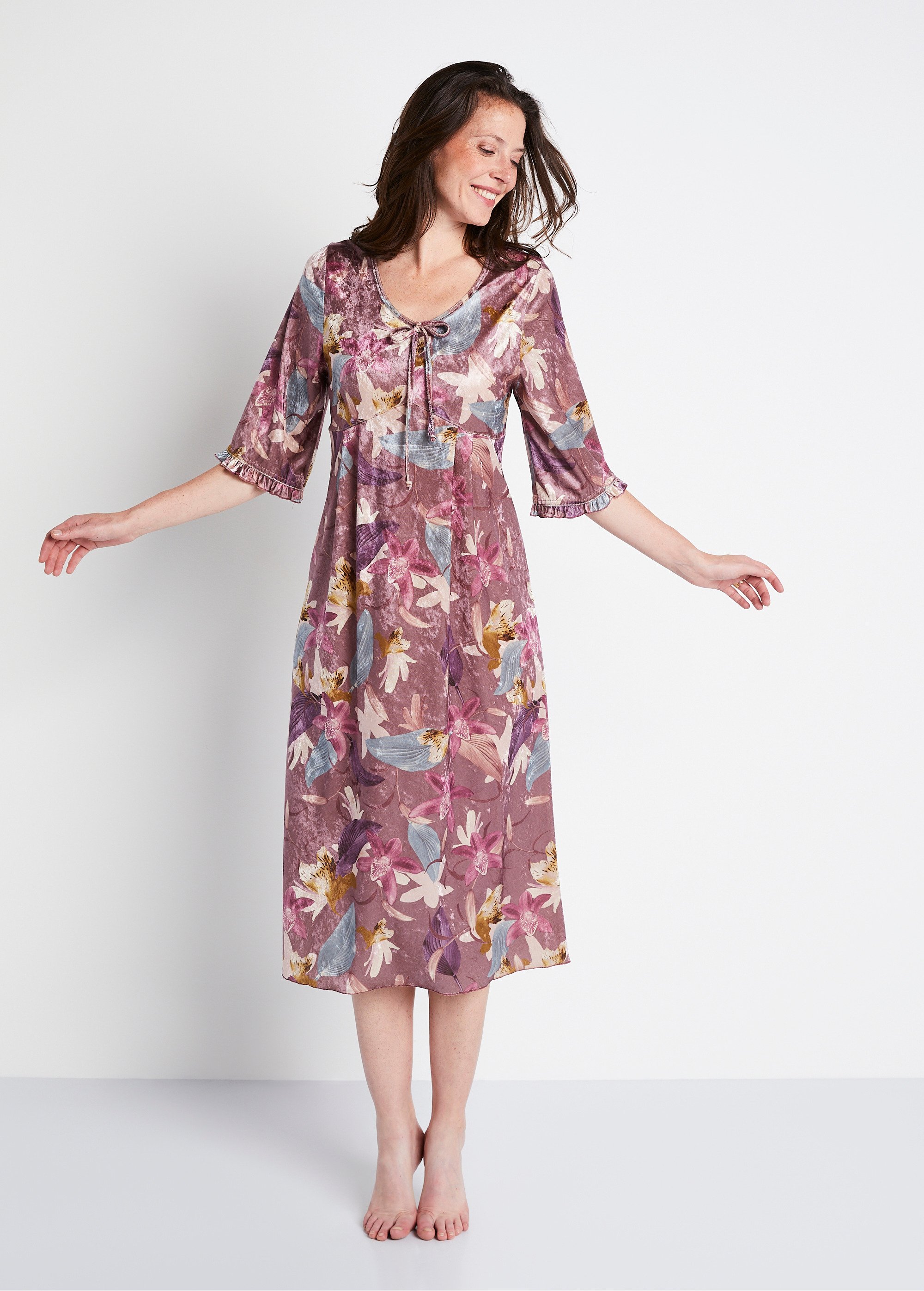 Robe d'hôtesse en velours Femme Rose SOLFERINO FA2