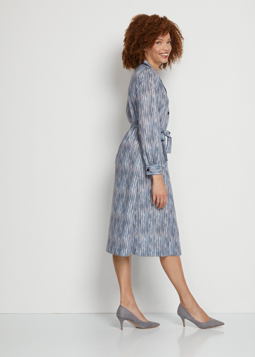 Robe mi-longue boutonnée imprimée Femme Gris HAUTBOIS DR1
