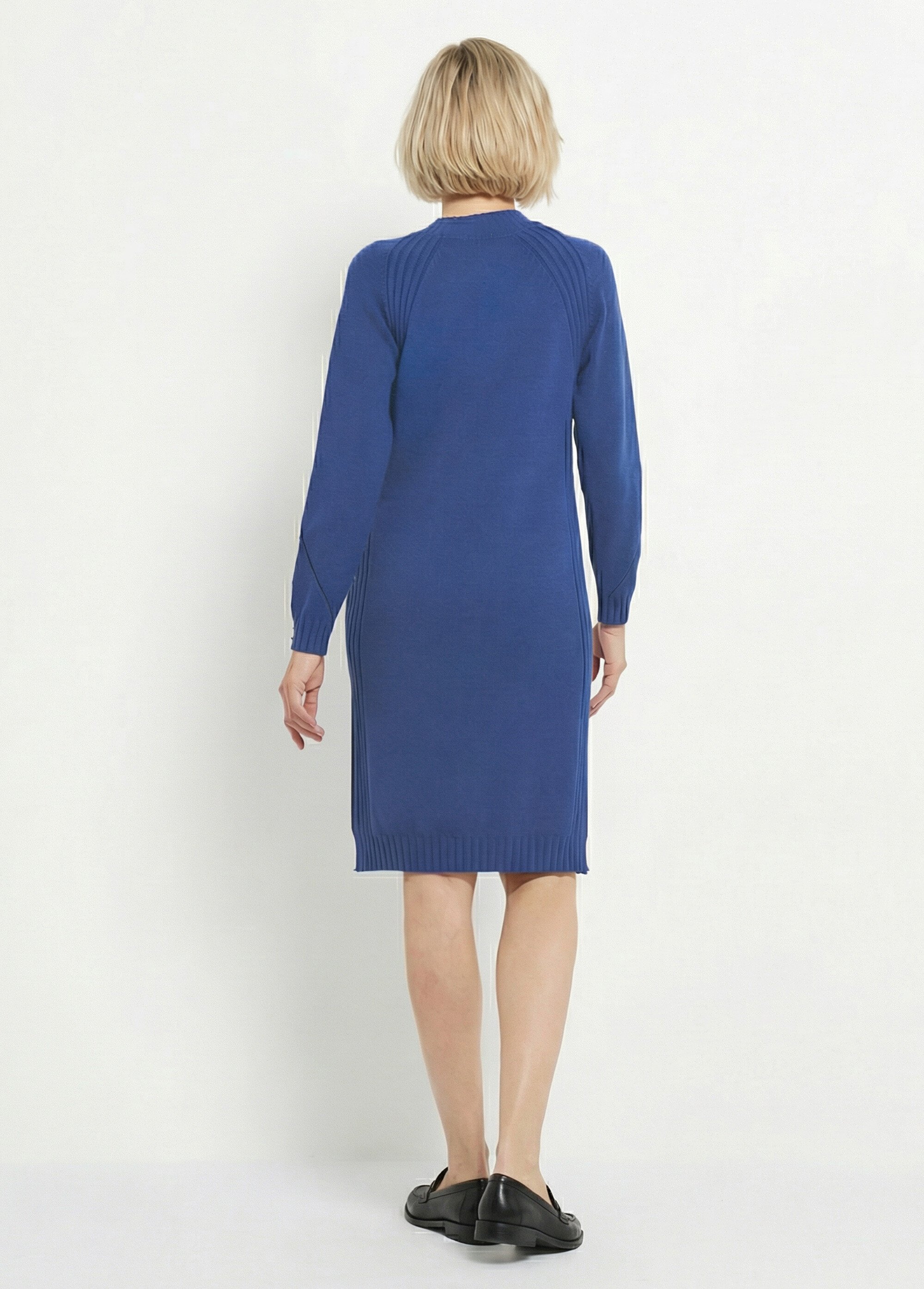 Robe-pull col montant détails côtelés perlés Femme Bleu HORTENSE DO1