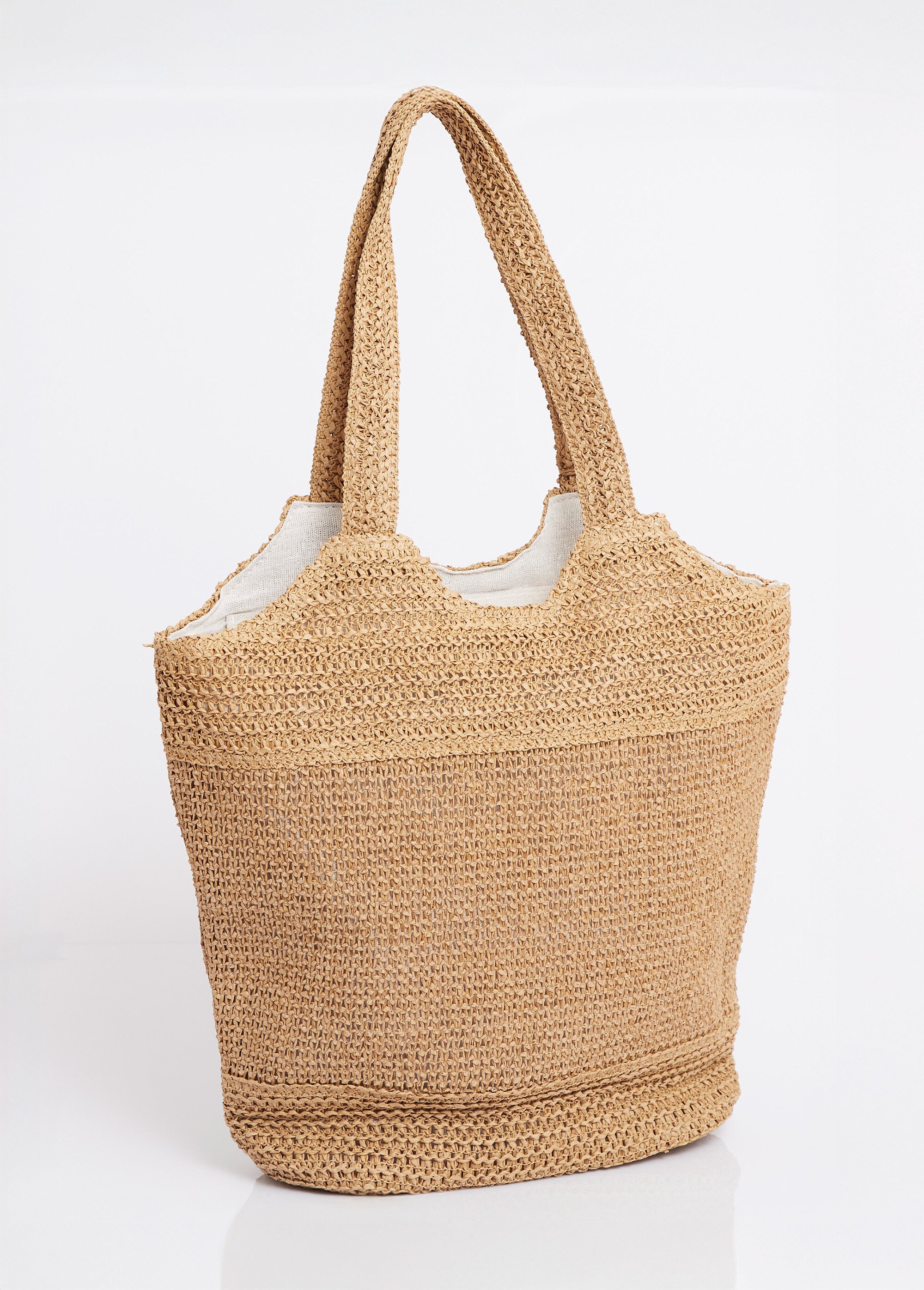 Sac en paille tressée forme tote bag Femme Marron AST45109 DO1