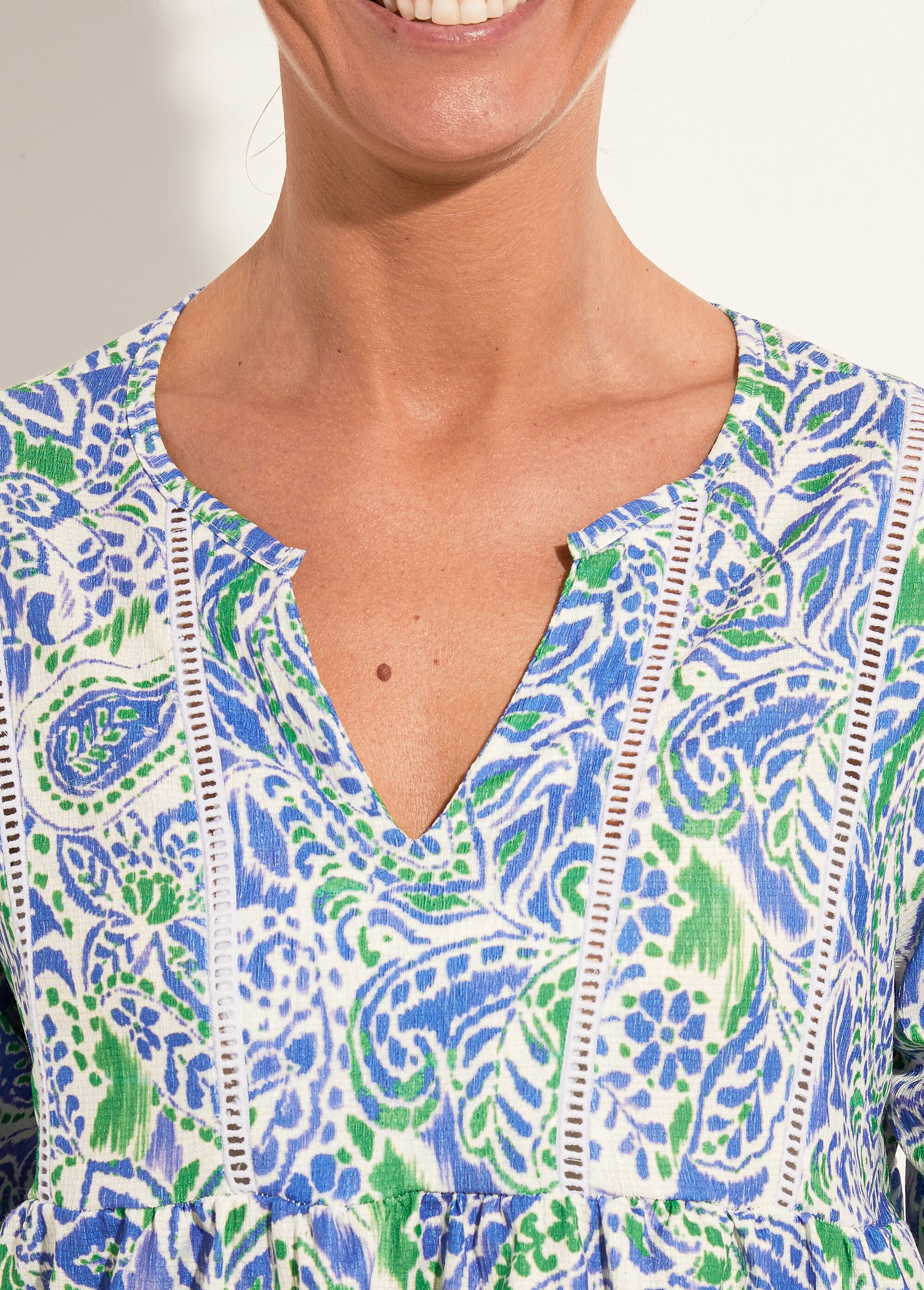 T-shirt ample imprimé manches 3/4 Femme Bleu CASPIAN DE1