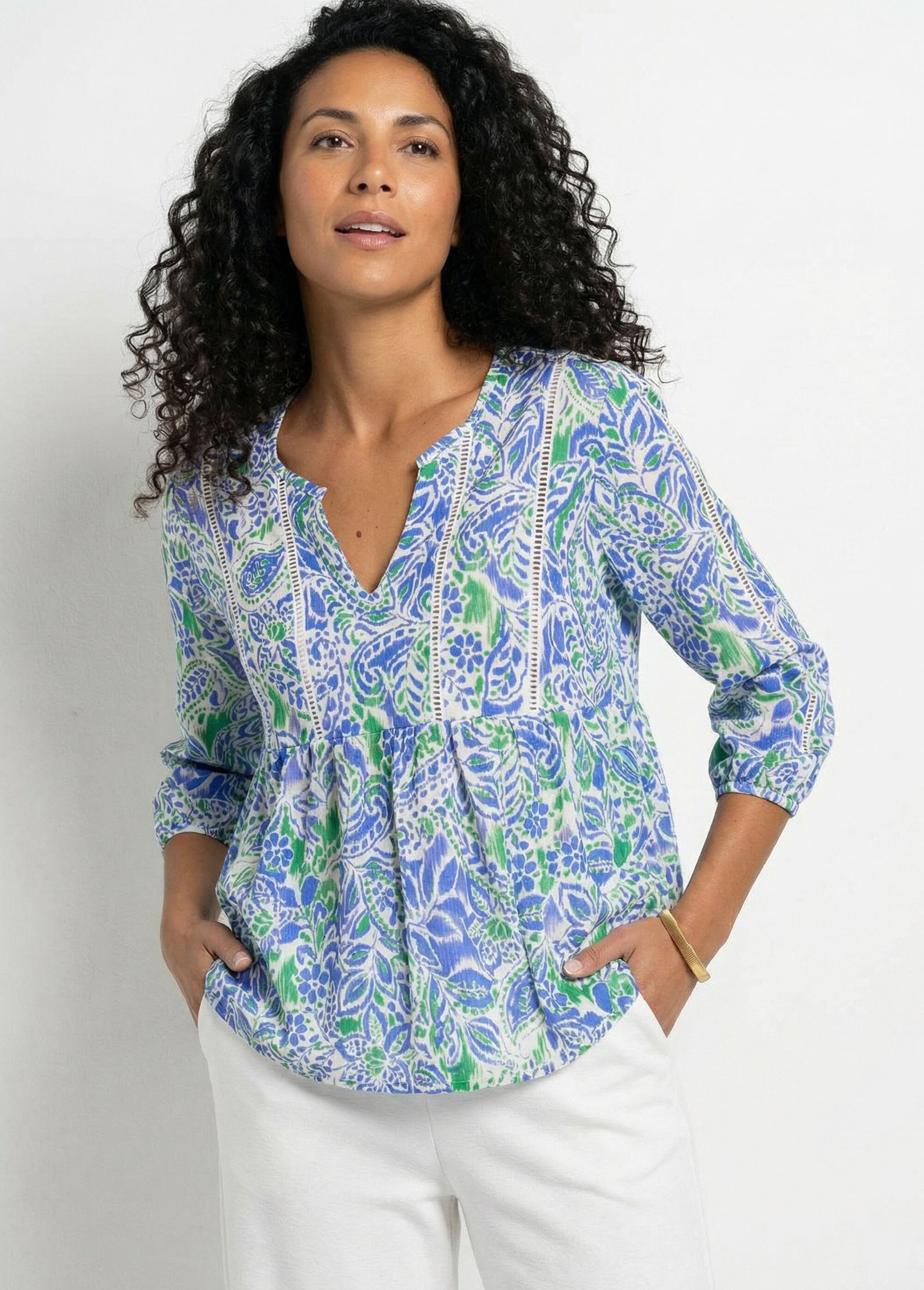 T-shirt ample imprimé manches 3/4 Femme Bleu CASPIAN MV1