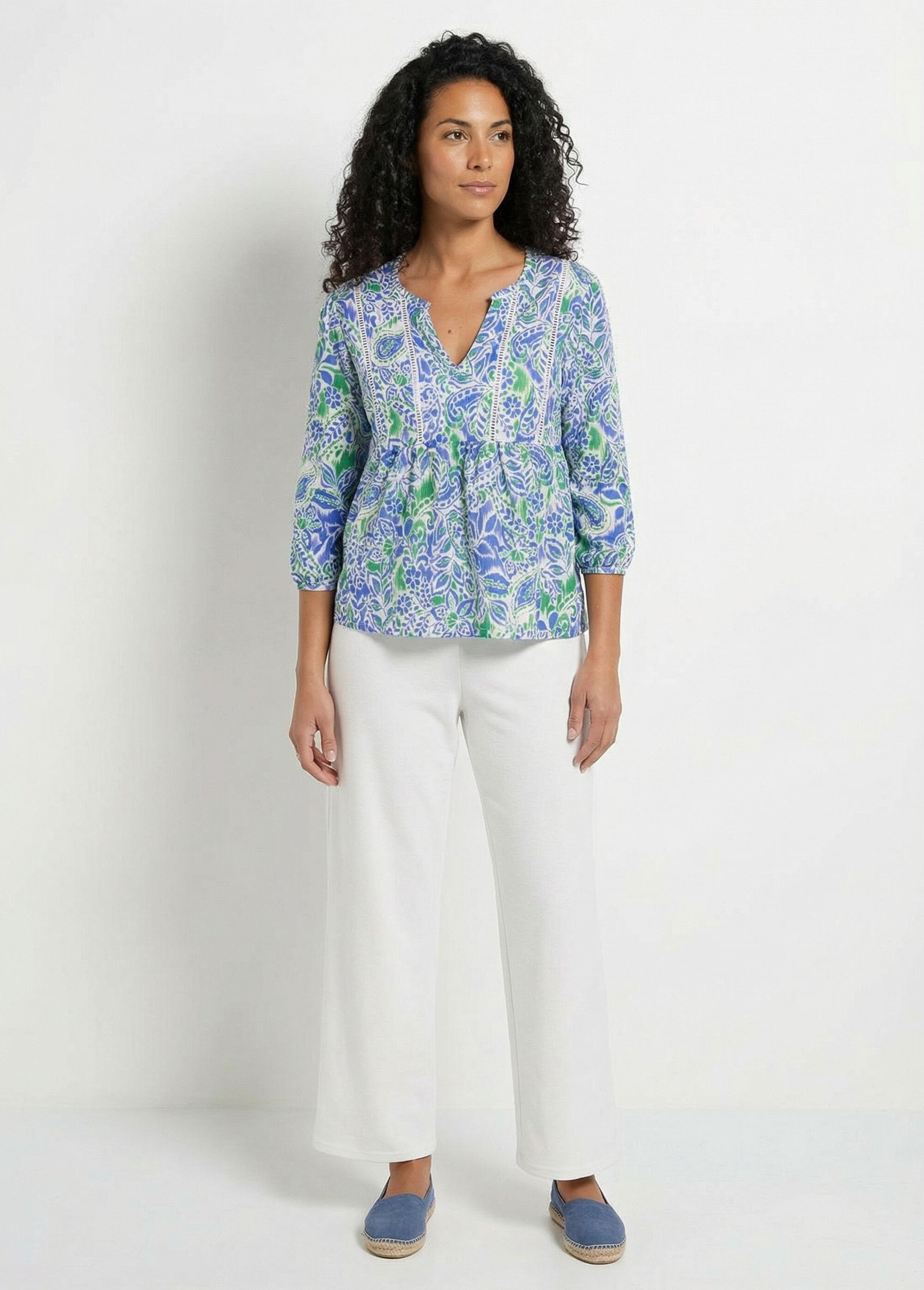 T-shirt ample imprimé manches 3/4 Femme Bleu CASPIAN SF1