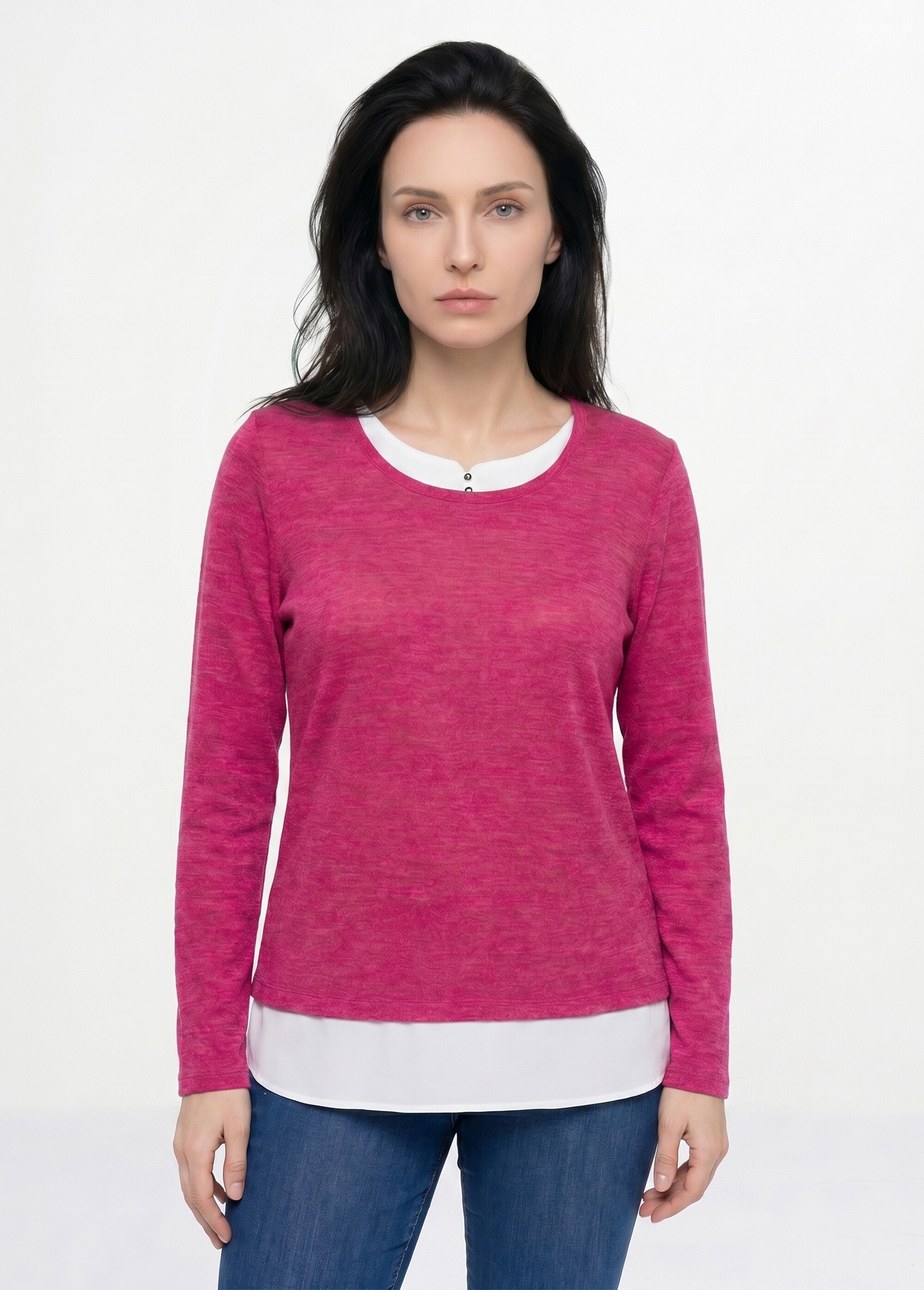 T-shirt mi-long effet 2 en 1 Femme Violet CARBINI FA1