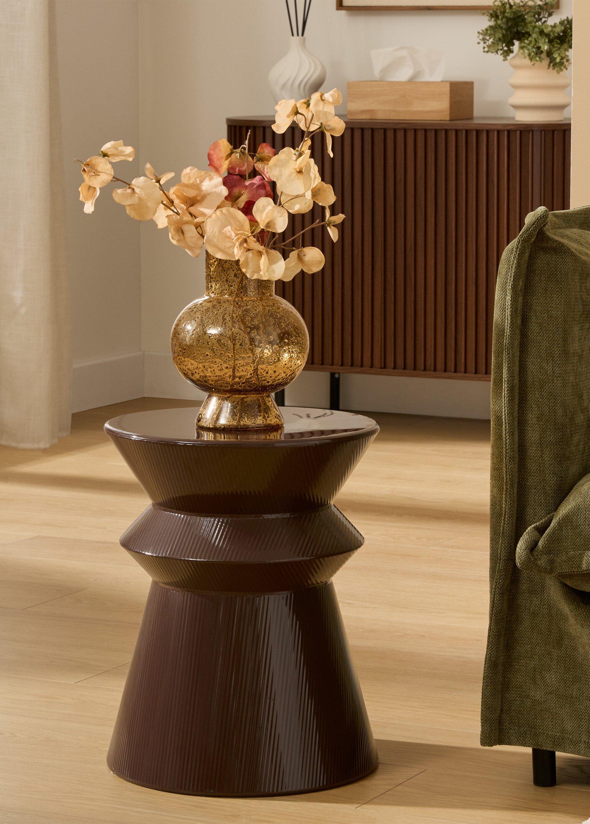 Table d'appoint acier forme totem MAYA MARRON JJA-213195B SI1