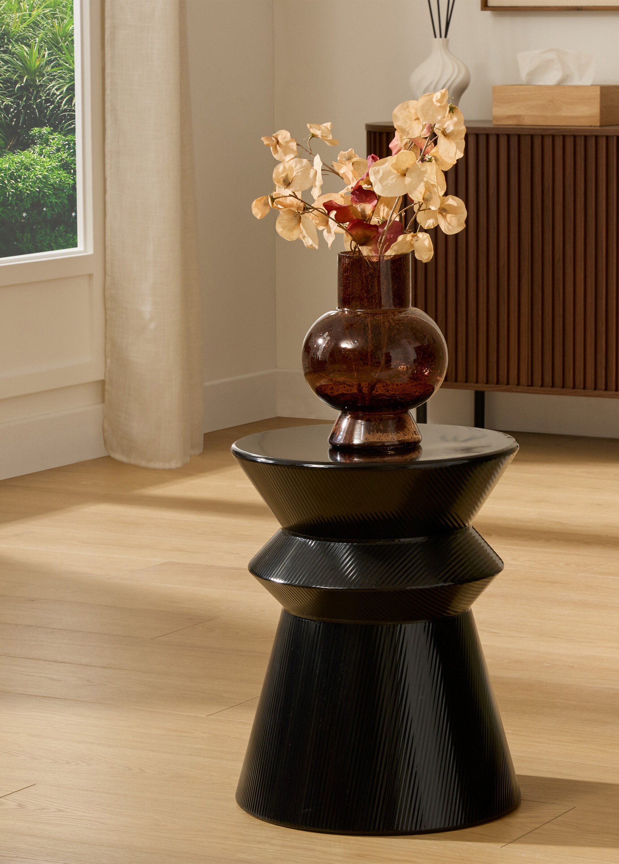 Table d'appoint acier forme totem MAYA NOIR JJA-213195B SI1