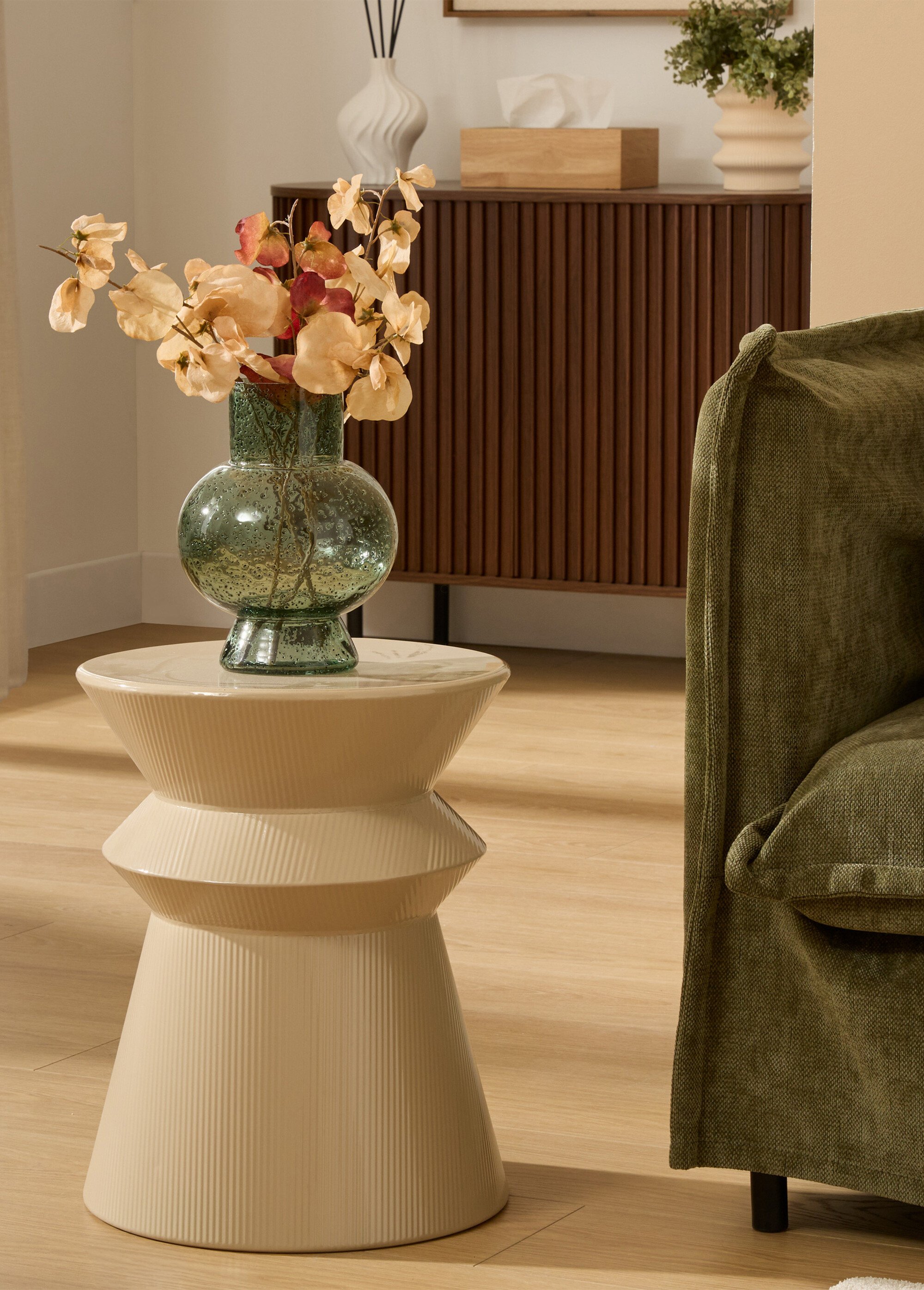 Table d'appoint acier forme totem MAYA BEIGE JJA-213195B SI1