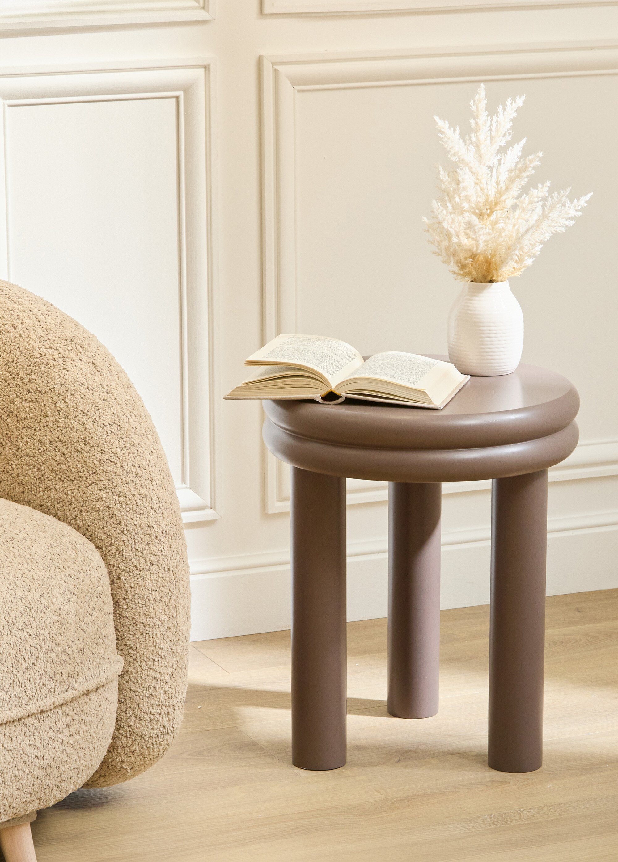 Table d'appoint bois forme tabouret PLUMP MARRON JJA-213118A SI1