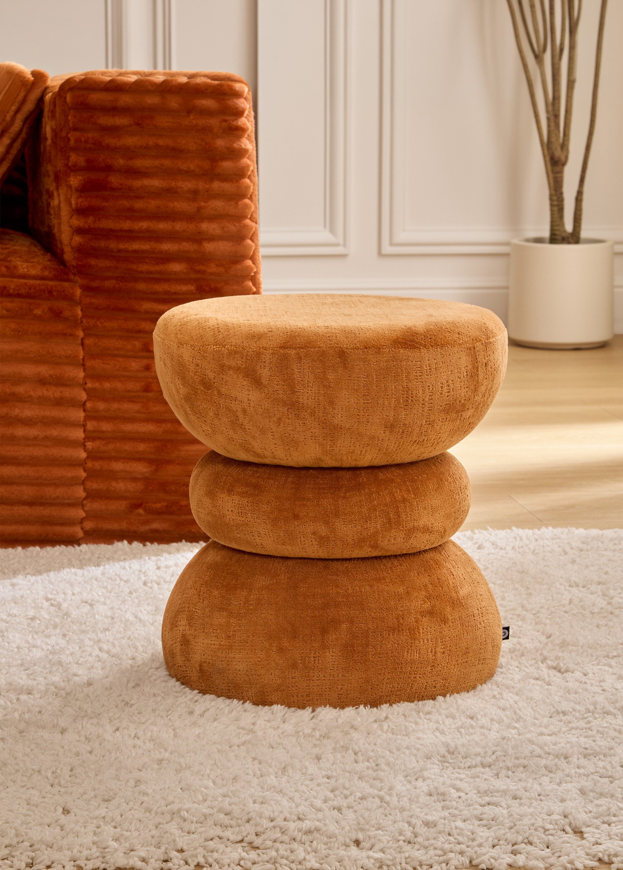 Tabouret pouf forme sablier RITEM ORANGE JJA-214278B SI1
