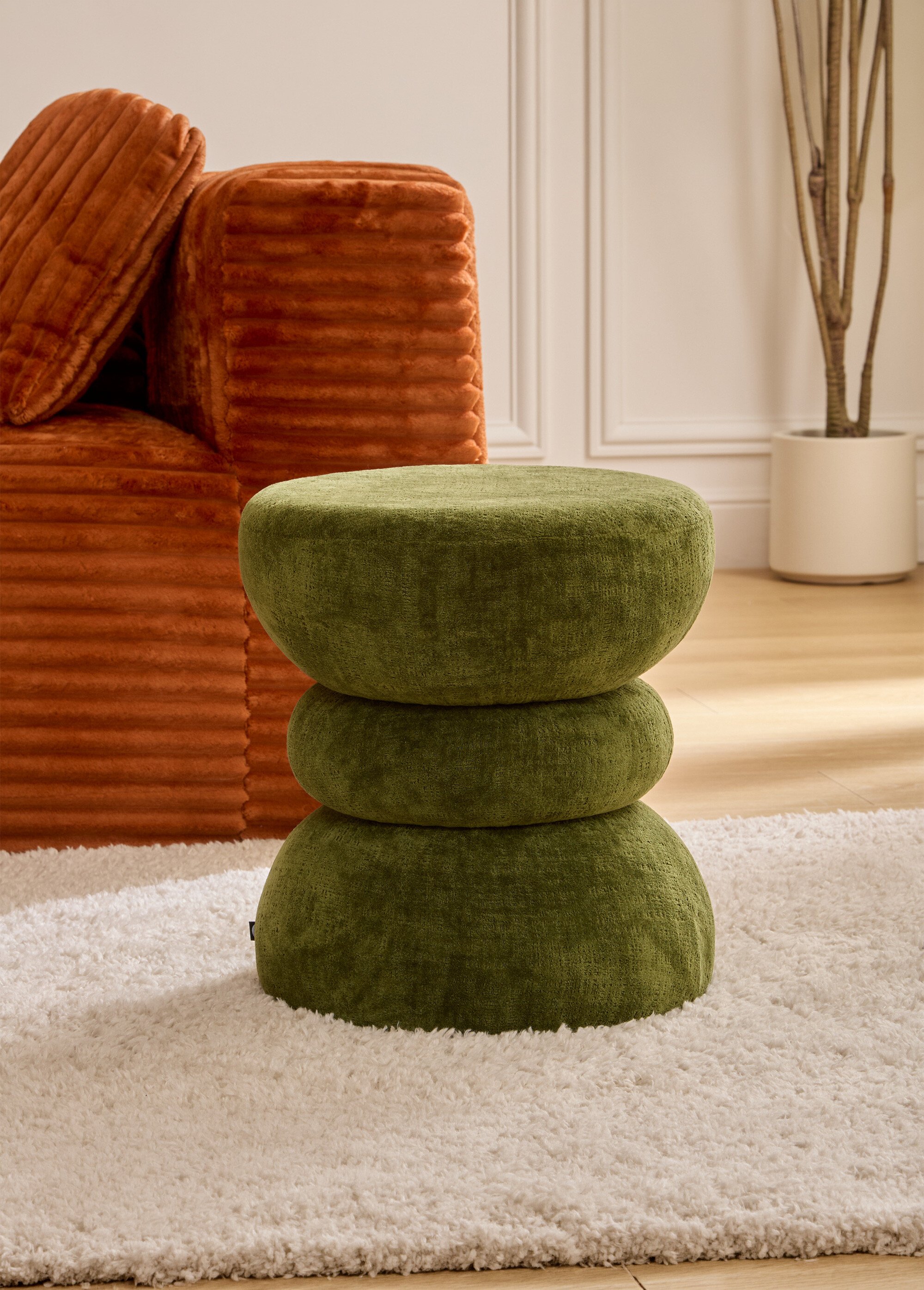 Tabouret pouf forme sablier RITEM VERT JJA-214278B SI1